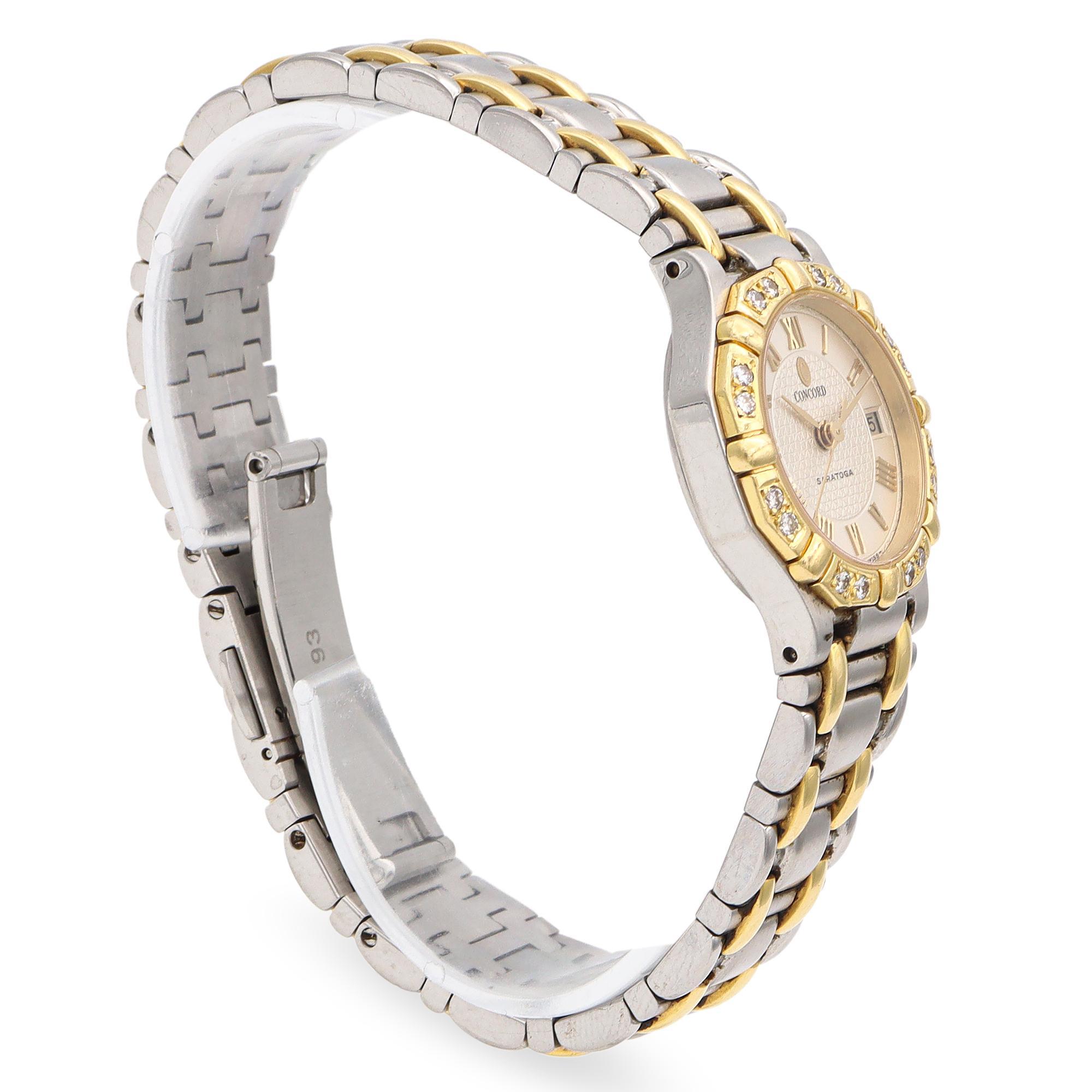 Uncut Concord Saratoga 1573287-G 18K Stainless Steel Diamond Women's Quartz Date Watch