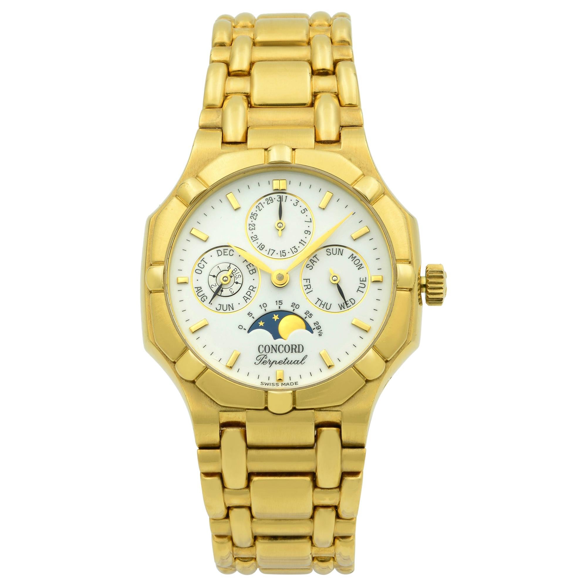Concord Saratoga 18K Gold Perpetual White Dial Automatic Men's Watch 50 B3 237