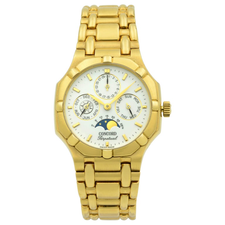 Concord Saratoga 18K Gold Perpetual White Dial Automatic Men's Watch 50