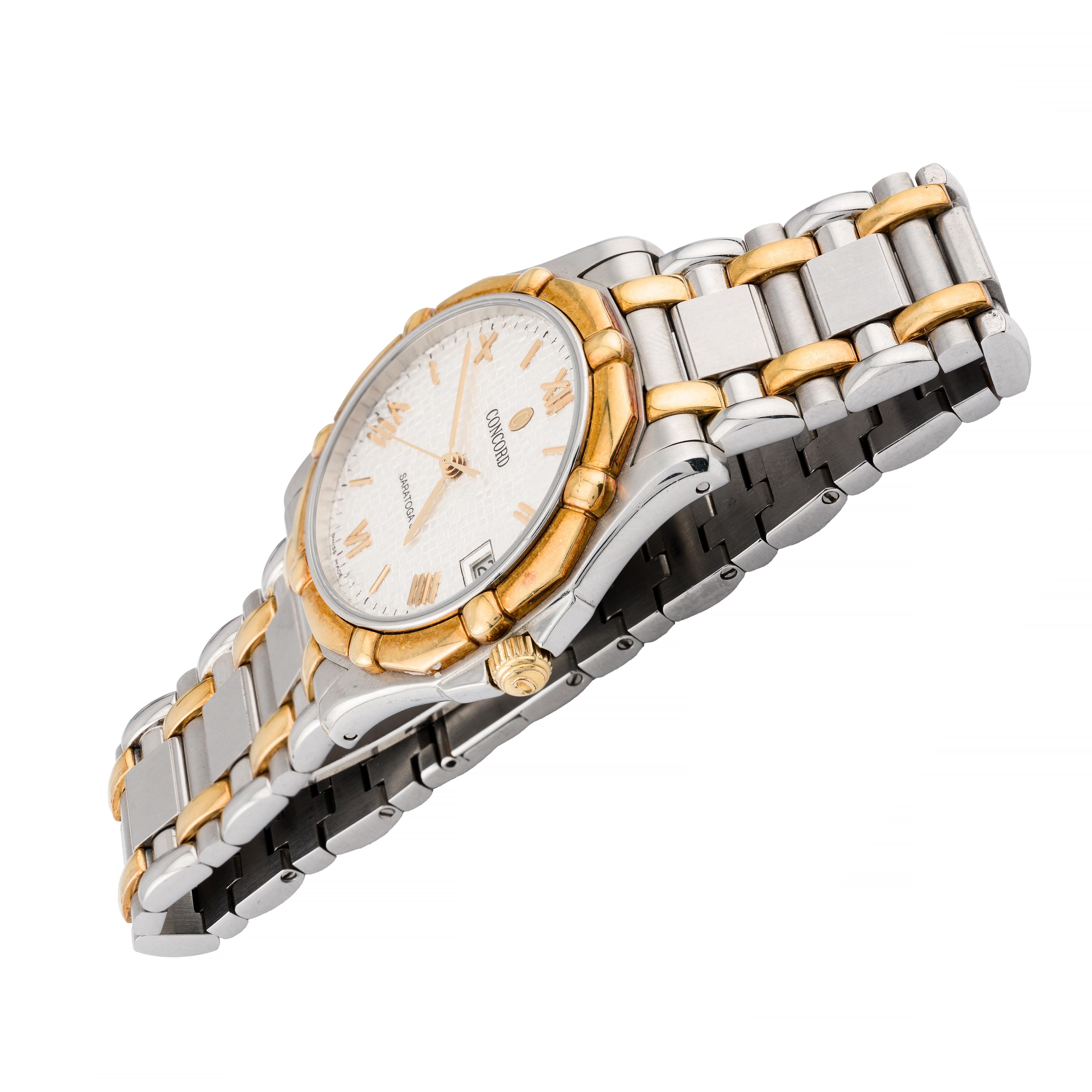Concord Saratoga SL Montre-bracelet pour homme en or 18 carats et acier inoxydable Excellent état - En vente à Boston, MA