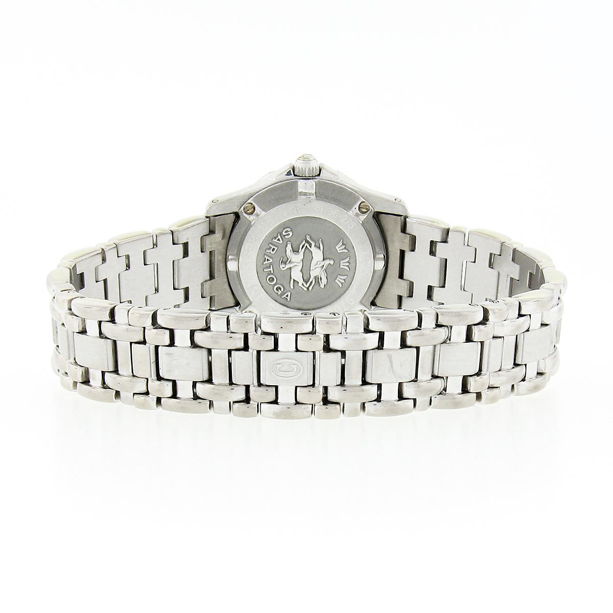 Women's Concord Saratoga SL 18k White Gold Diamond 23.5mm Date Watch w/ Papers 61.36.275 For Sale