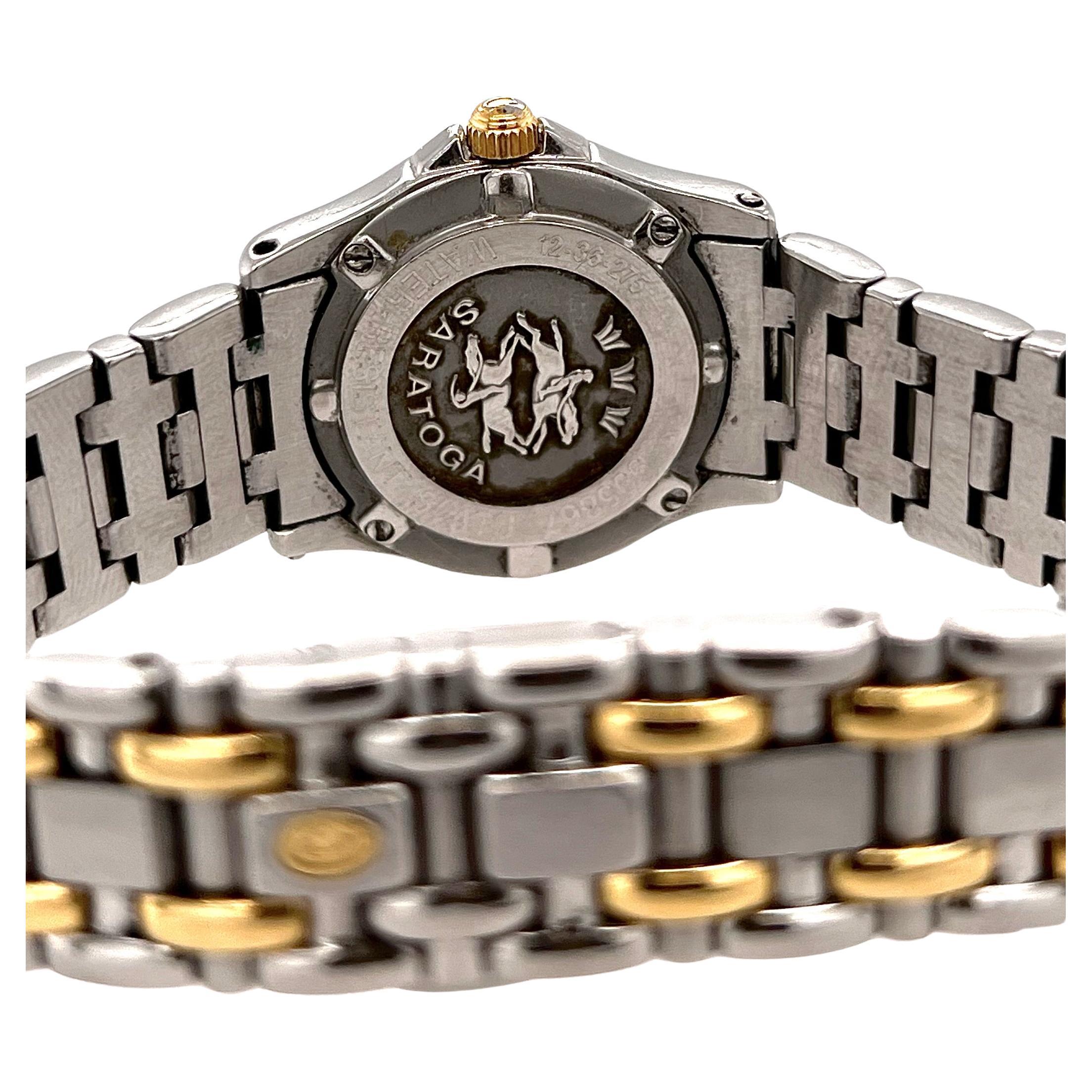 Concord Saratoga Edelstahl-Uhr mit römischem Zifferblatt aus 18 Karat Gelbgold  (Zeitgenössisch) im Angebot