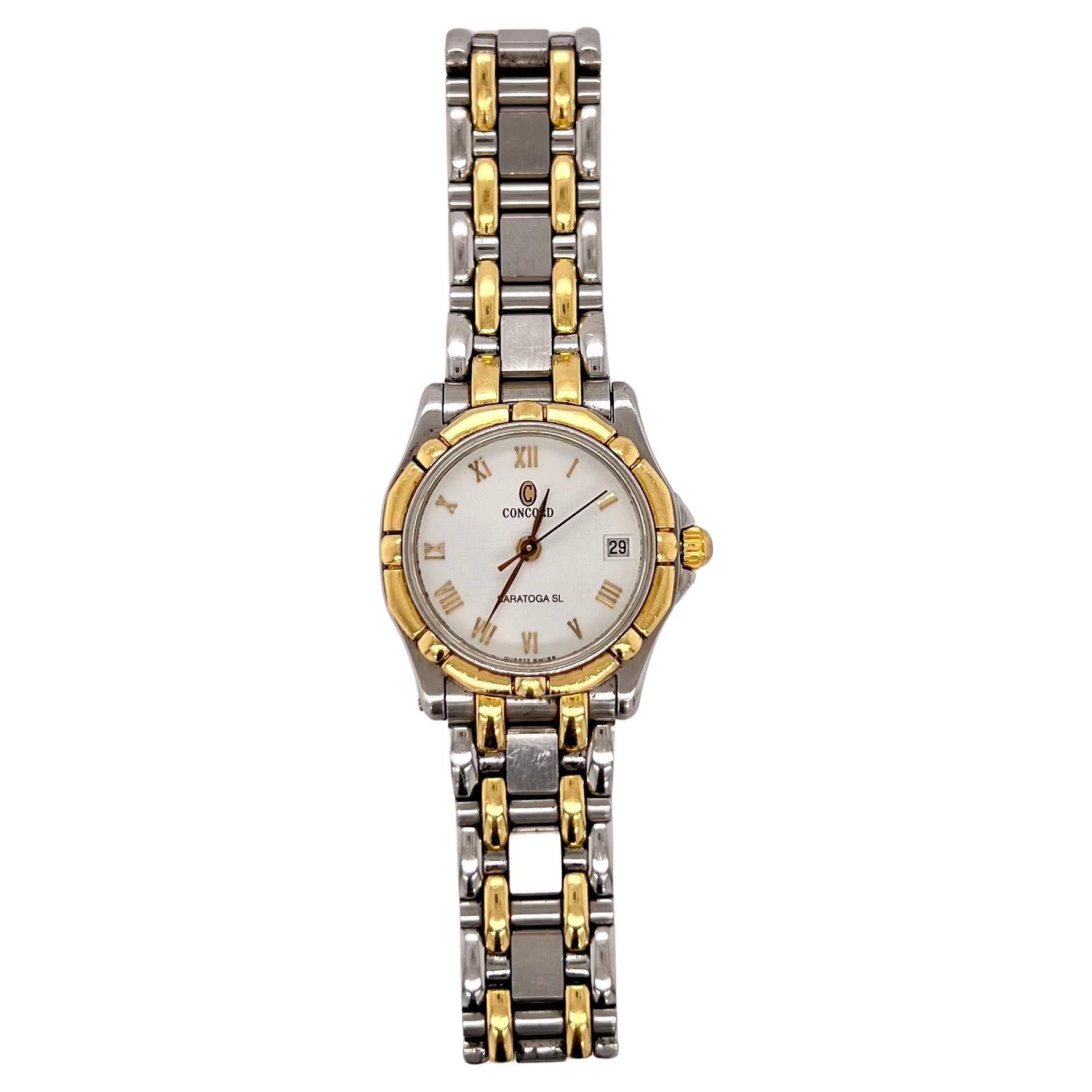 Concord Saratoga Stainless Steel 18K Yellow Gold Roman Dial Watch 