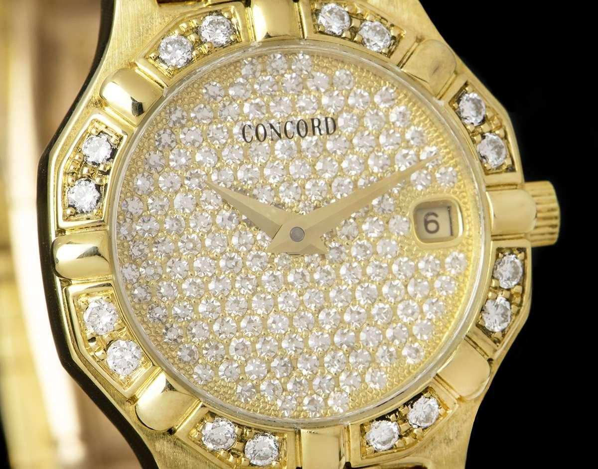 Round Cut Concord Saratoga Yellow Gold Pave Diamond Dial Diamond Set 5173287 Watch
