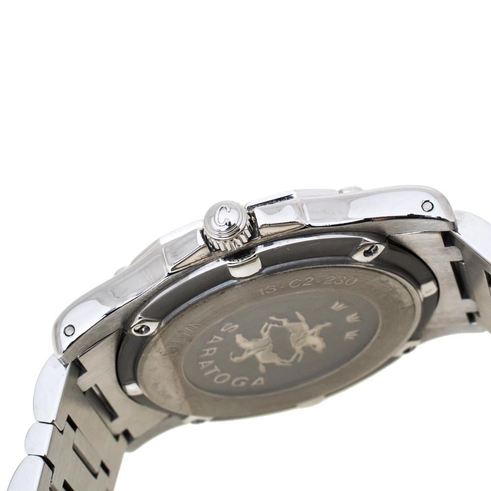 Uncut Concord Silver Diamonds Stainless Steel Saratoga SL Men's Wristwatch 34mm