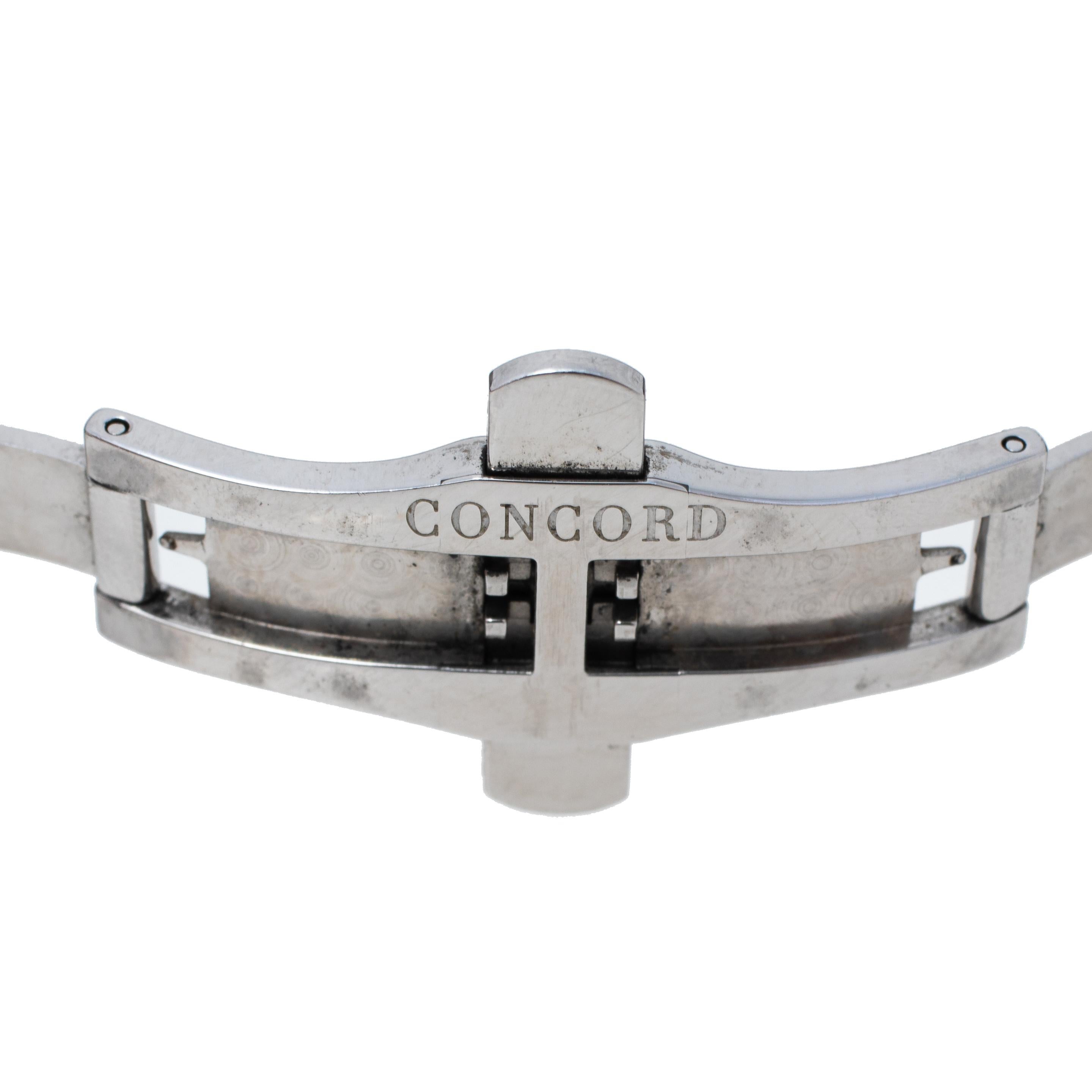 Concord Silver PVD Stainless Steel Rubber Saratoga Men's Wristwatch 43 mm In Fair Condition In Dubai, Al Qouz 2