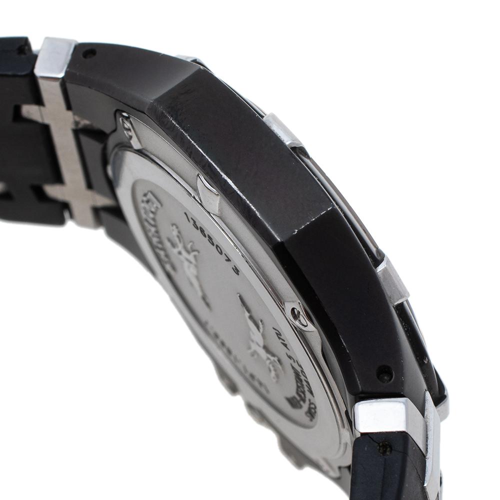Concord Silver PVD Stainless Steel Rubber Saratoga Men's Wristwatch 43 mm In Fair Condition In Dubai, Al Qouz 2