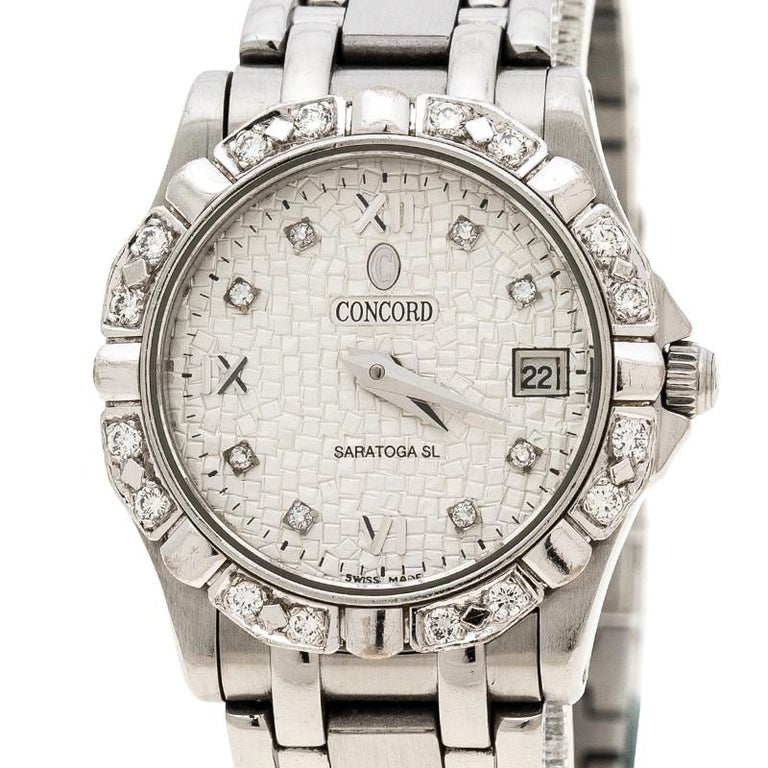 Concord Silver Stainless Steel Diamonds Saratoga Women's Wristwatch 24