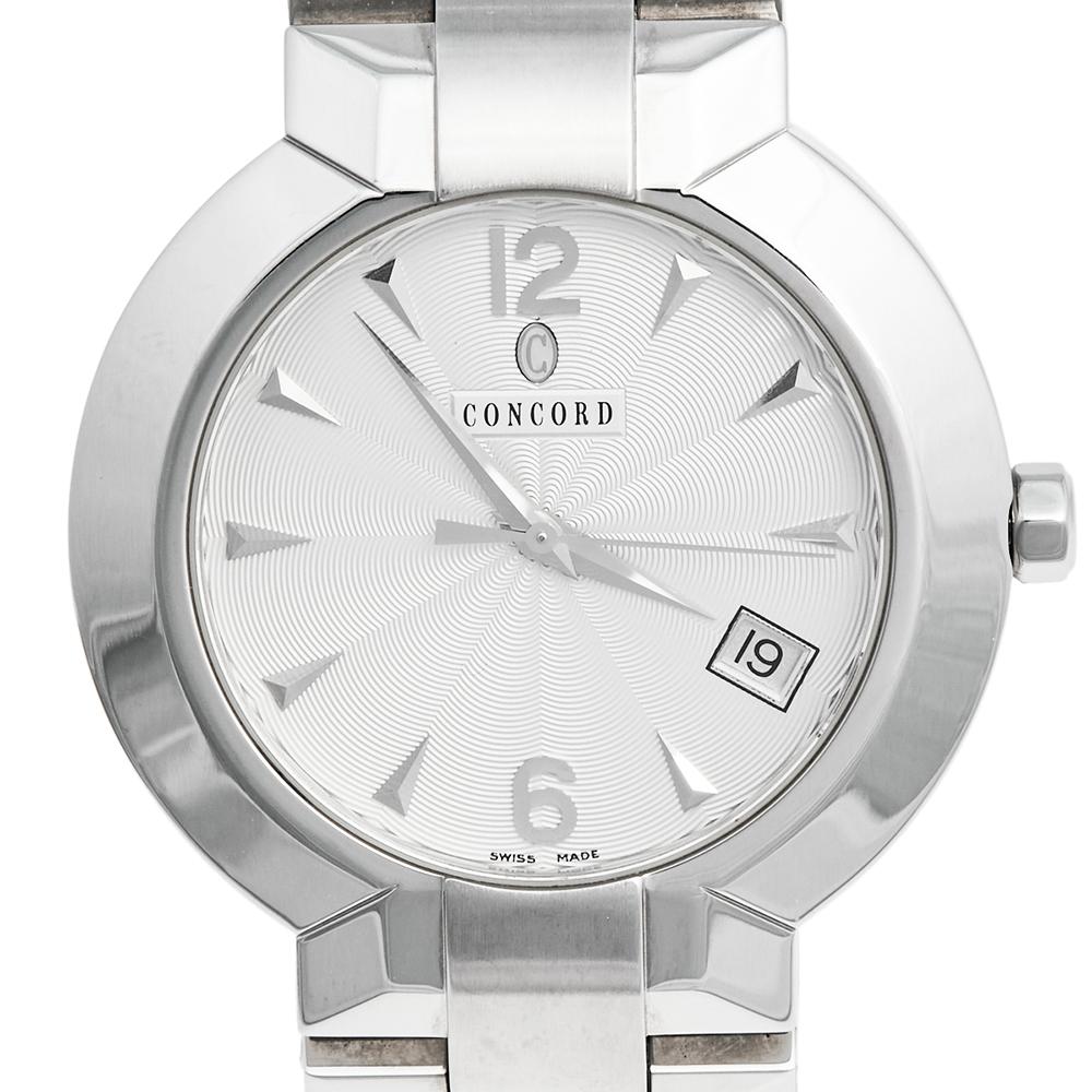 Concord Silver Stainless Steel La Scala 14.C2.1891 Men's Wristwatch 38 mm In Good Condition In Dubai, Al Qouz 2