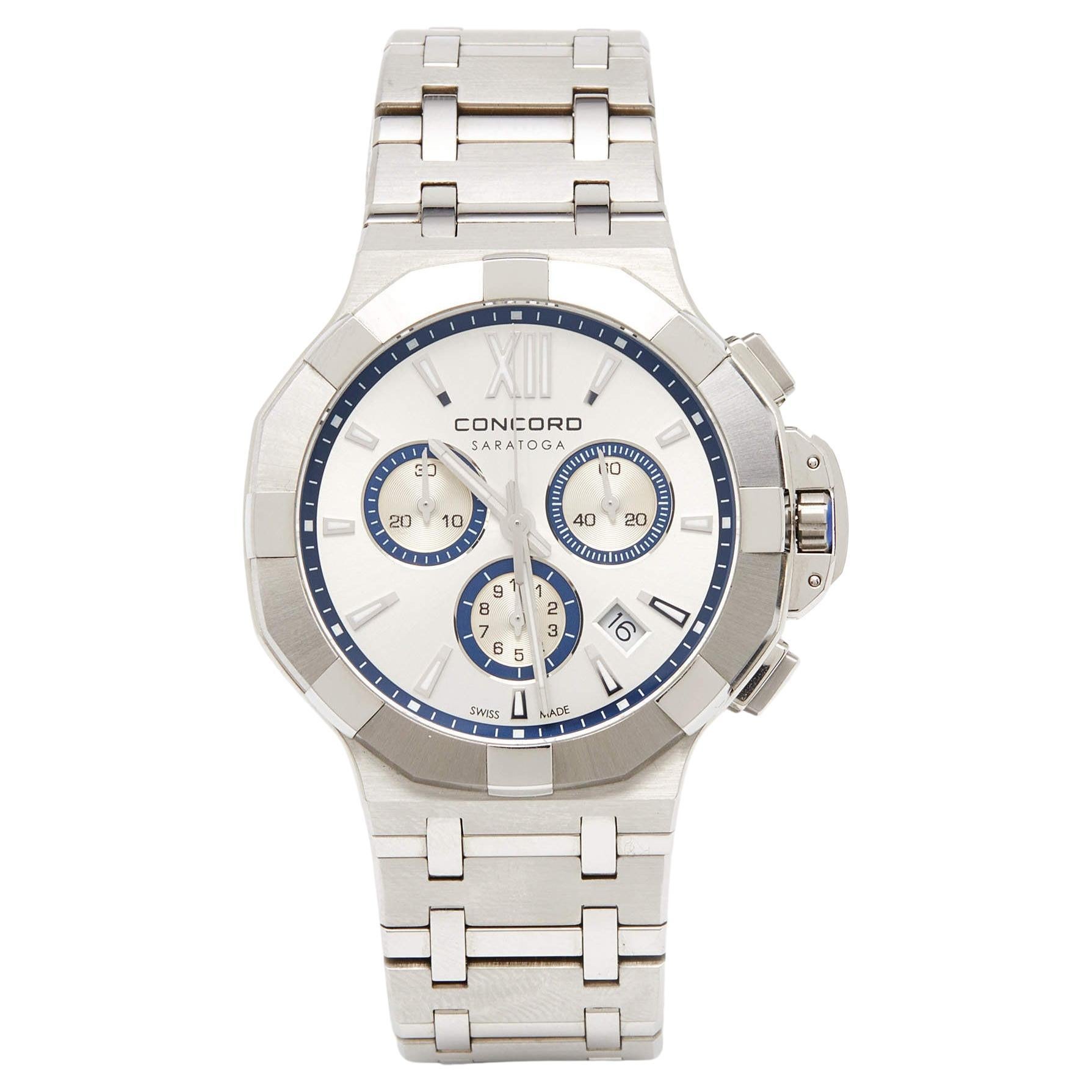 Concord Silver Stainless Steel Saratoga 02.1.14.1181 Men
s Wristwatch 40 mm