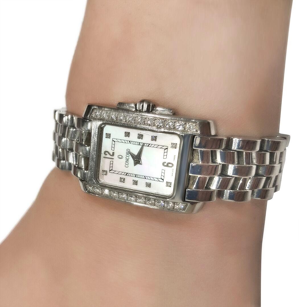 Concord Sportivo Sterling Steel Quartz Ladies Tank Watch In Good Condition In New York, NY