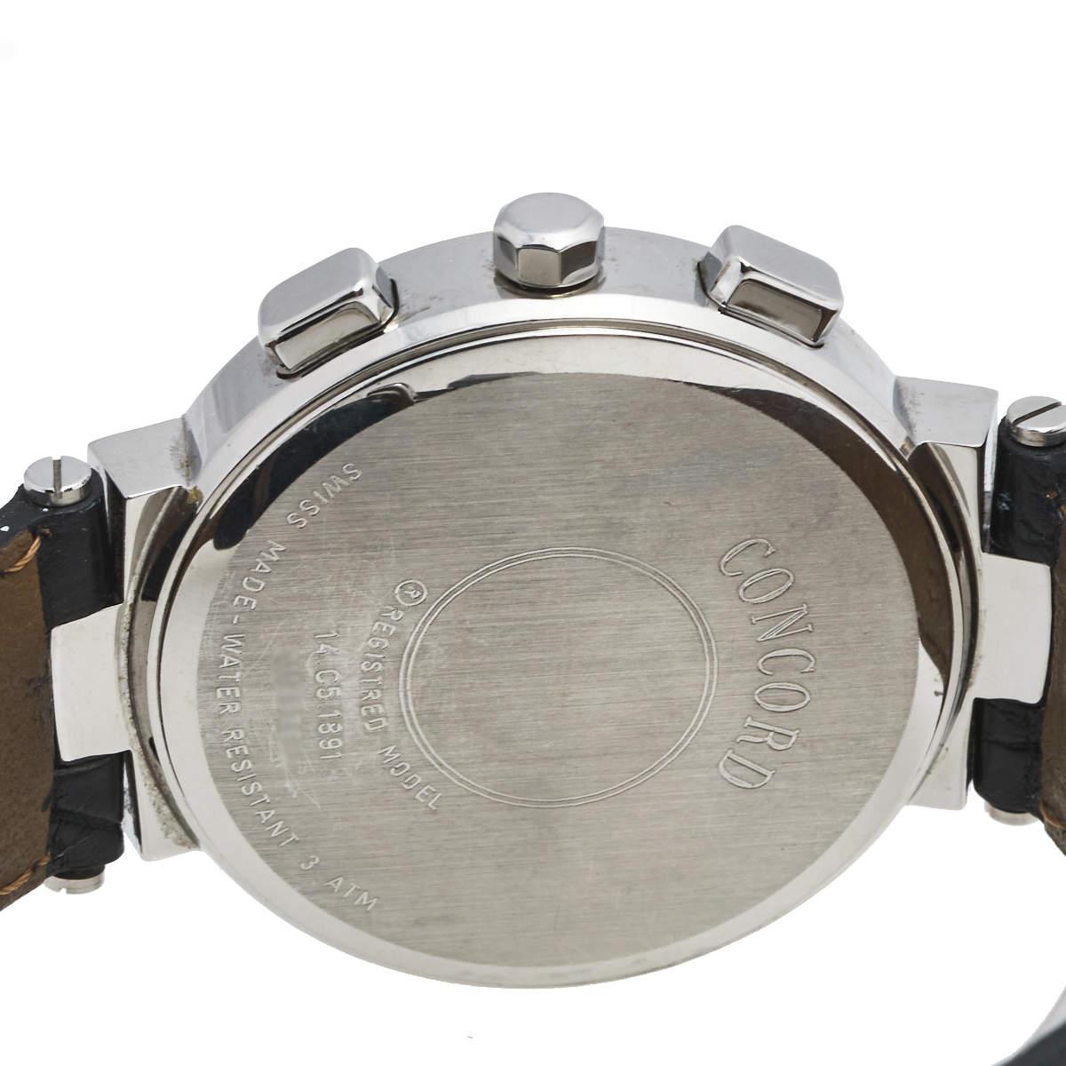 Concord Stainless Steel Leather La Scala 14.C5.1891 Women's Wristwatch 38 mm In Fair Condition In Dubai, Al Qouz 2