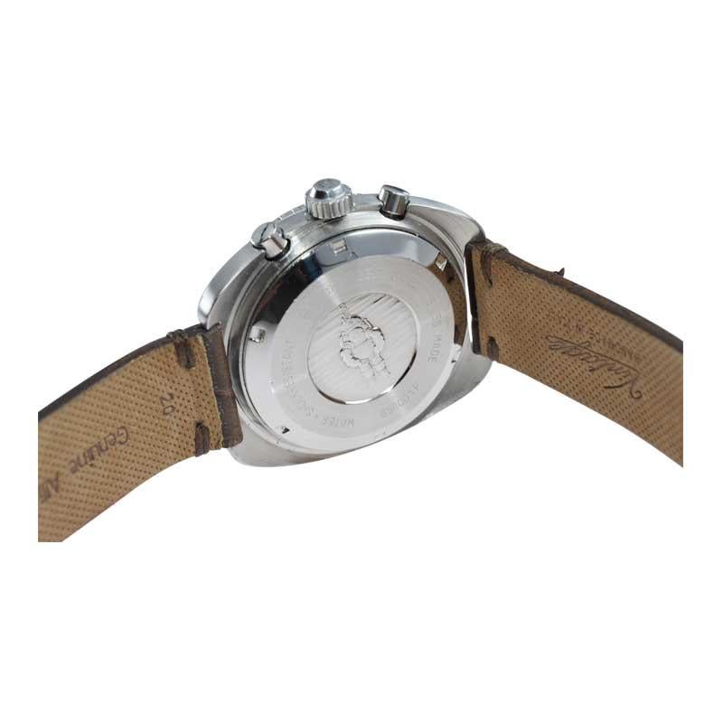 Montre chronographe manuelle Concord à trois registres en acier inoxydable en vente 2