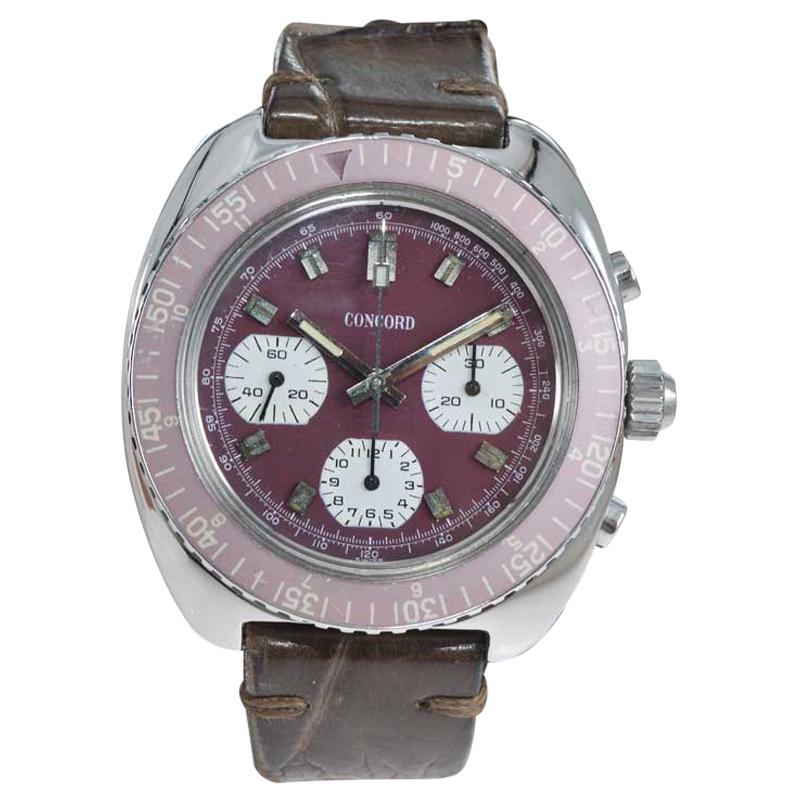 Concord Stainless Steel Three Register Chronograph Manual Watch