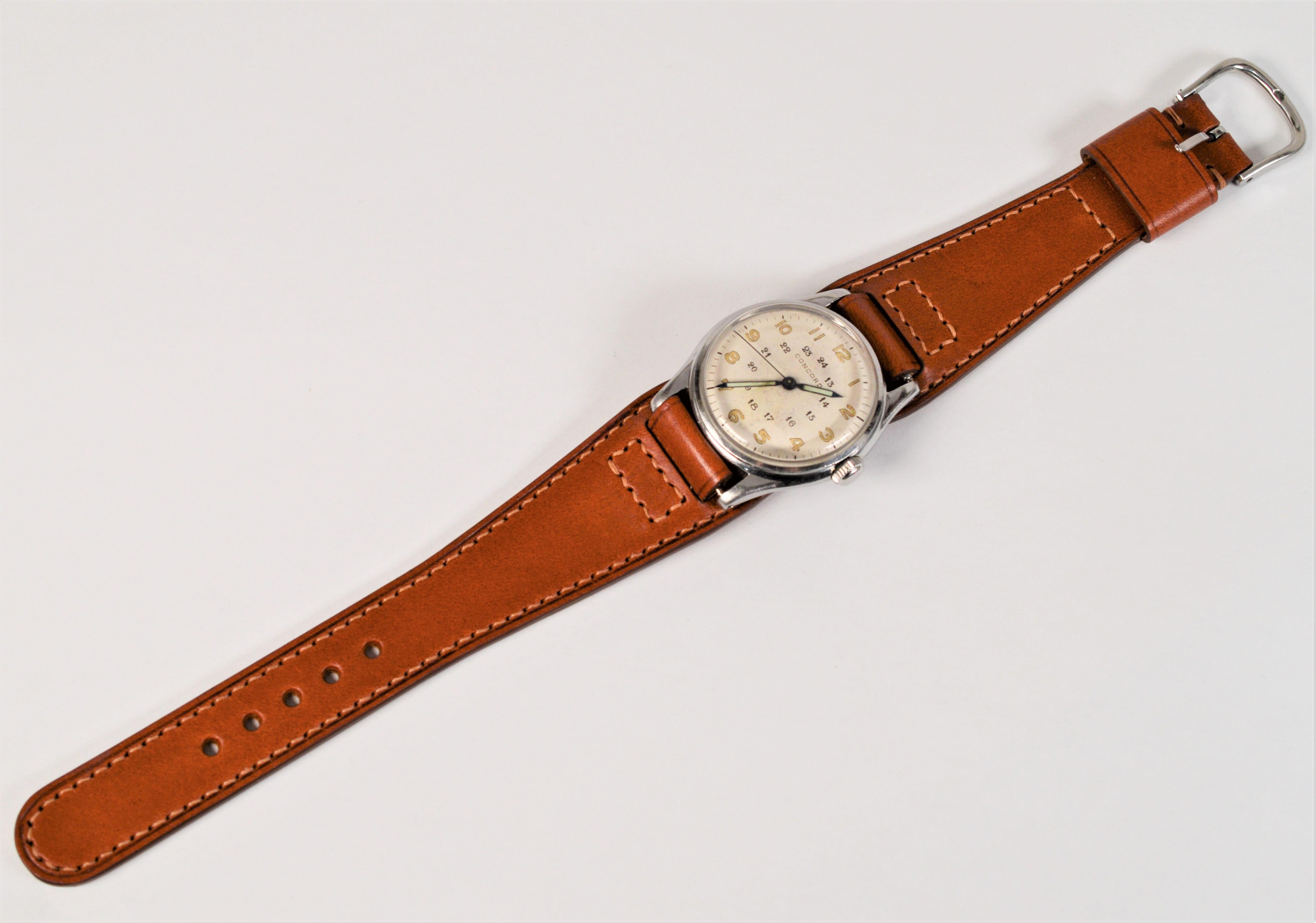 Concord Acier inoxydable WWII Era 24 Hour Dial  Montre-bracelet pour hommes Pour hommes en vente