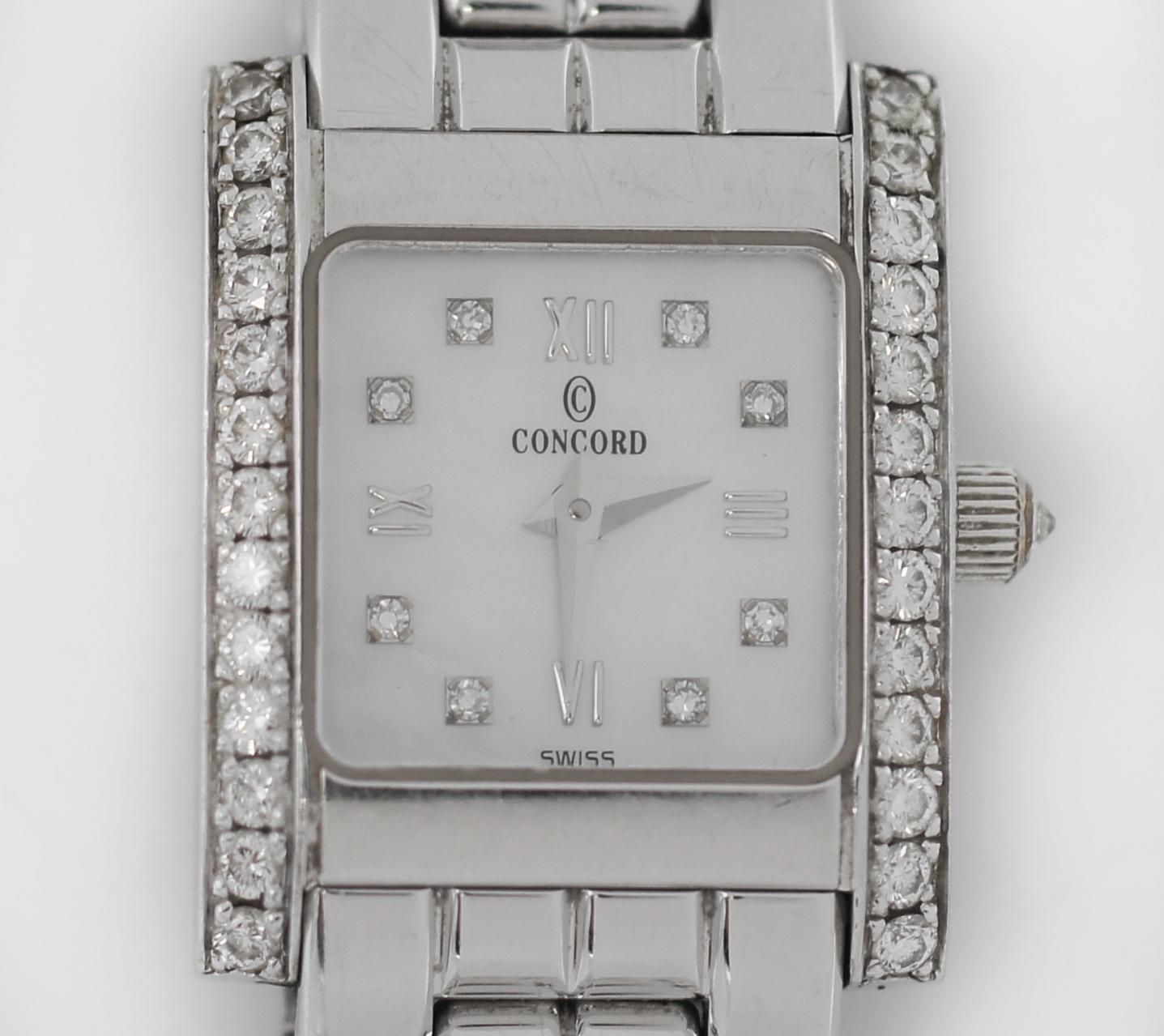 Concord Veneto 14K Weißgold-Uhr aus Perlmutt mit Diamanten (Rundschliff)