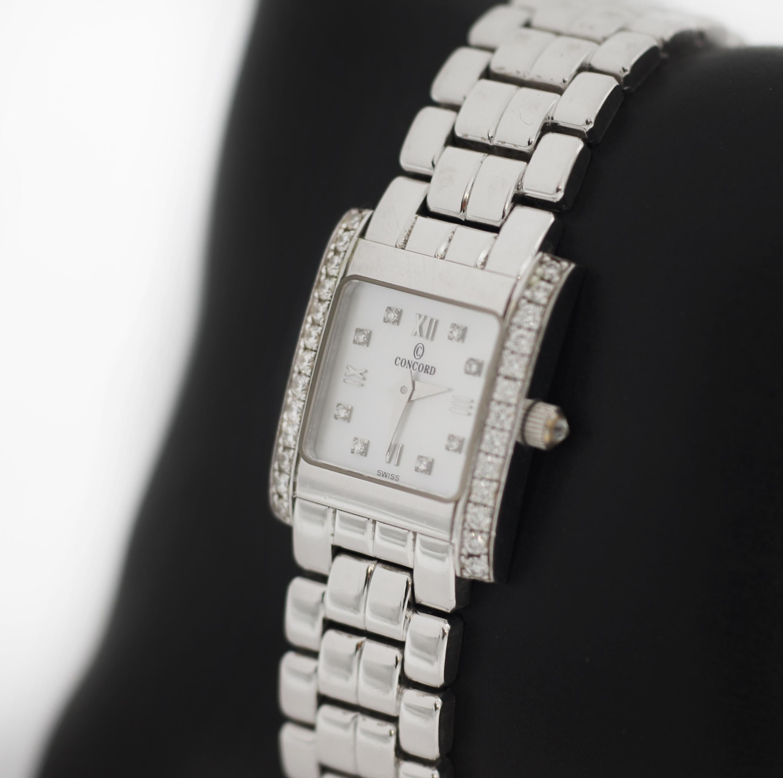 Concord Veneto 14K Weißgold-Uhr aus Perlmutt mit Diamanten 2