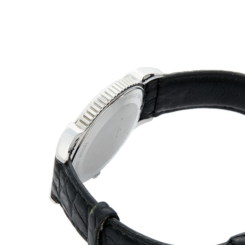 Concord White Stainless Steel Leather Impresario Men's Wristwatch 34 mm In Good Condition In Dubai, Al Qouz 2