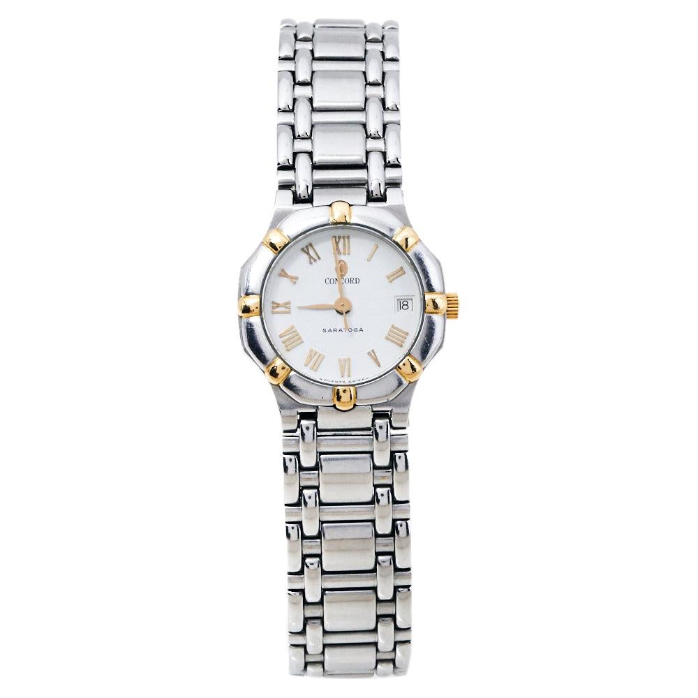 Concord White Two-Tone Stainless Steel Saratoga  Women's Wristwatch 23 mm