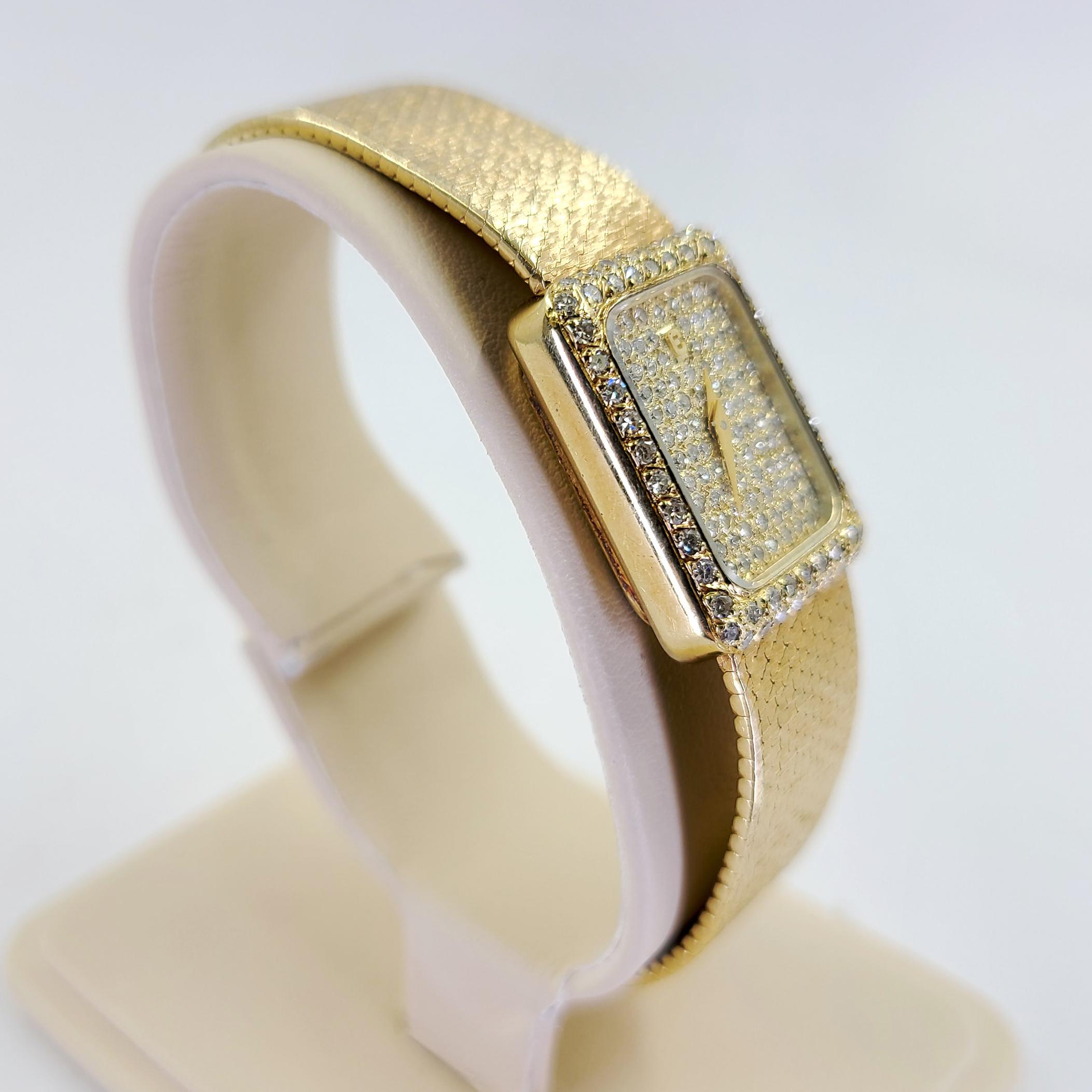 Round Cut Concord Yellow Gold Pave Diamond Ladies Watch For Sale