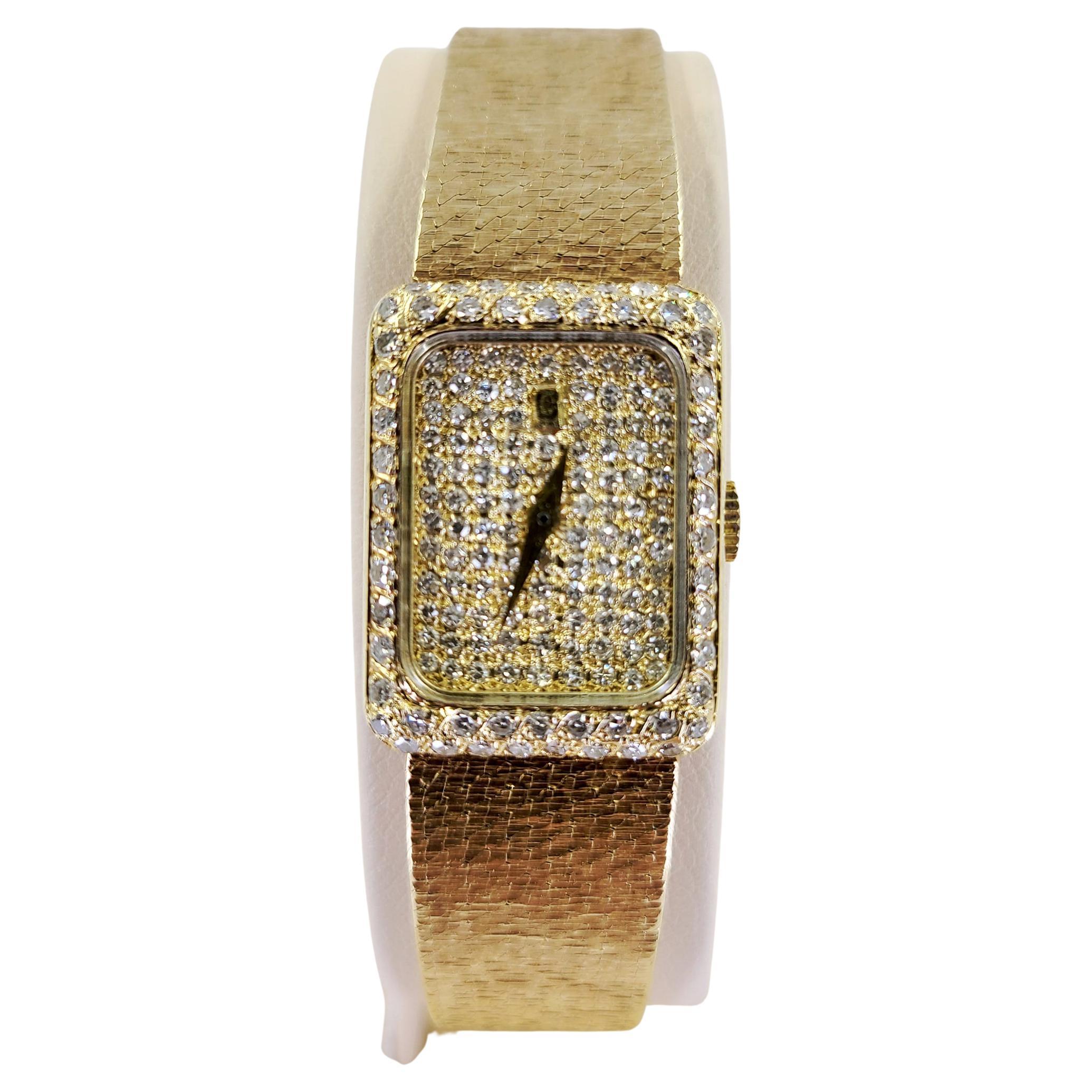Concord Yellow Gold Pave Diamond Ladies Watch For Sale