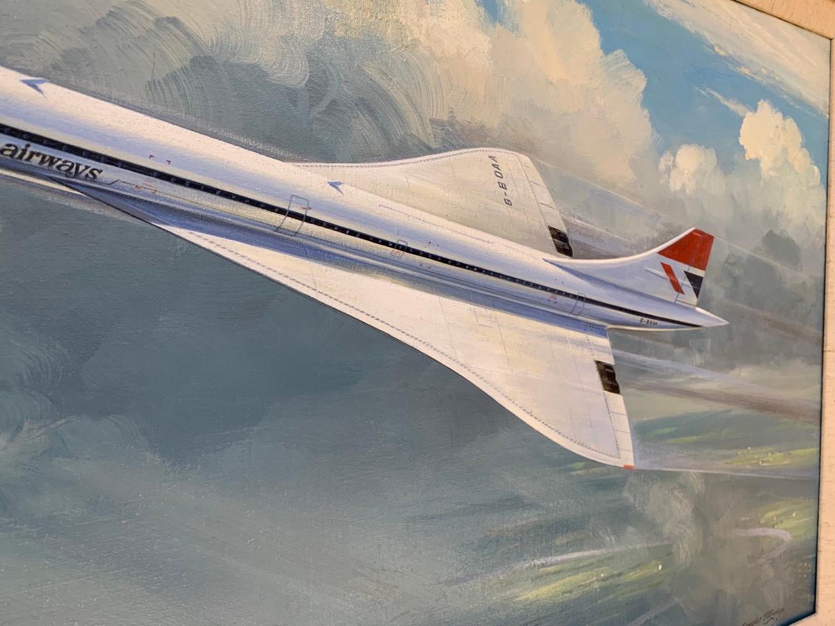 Late 20th Century Concorde by artist Douglas Ettridge (1929- 2009) Oil on Canvas Circa 1976