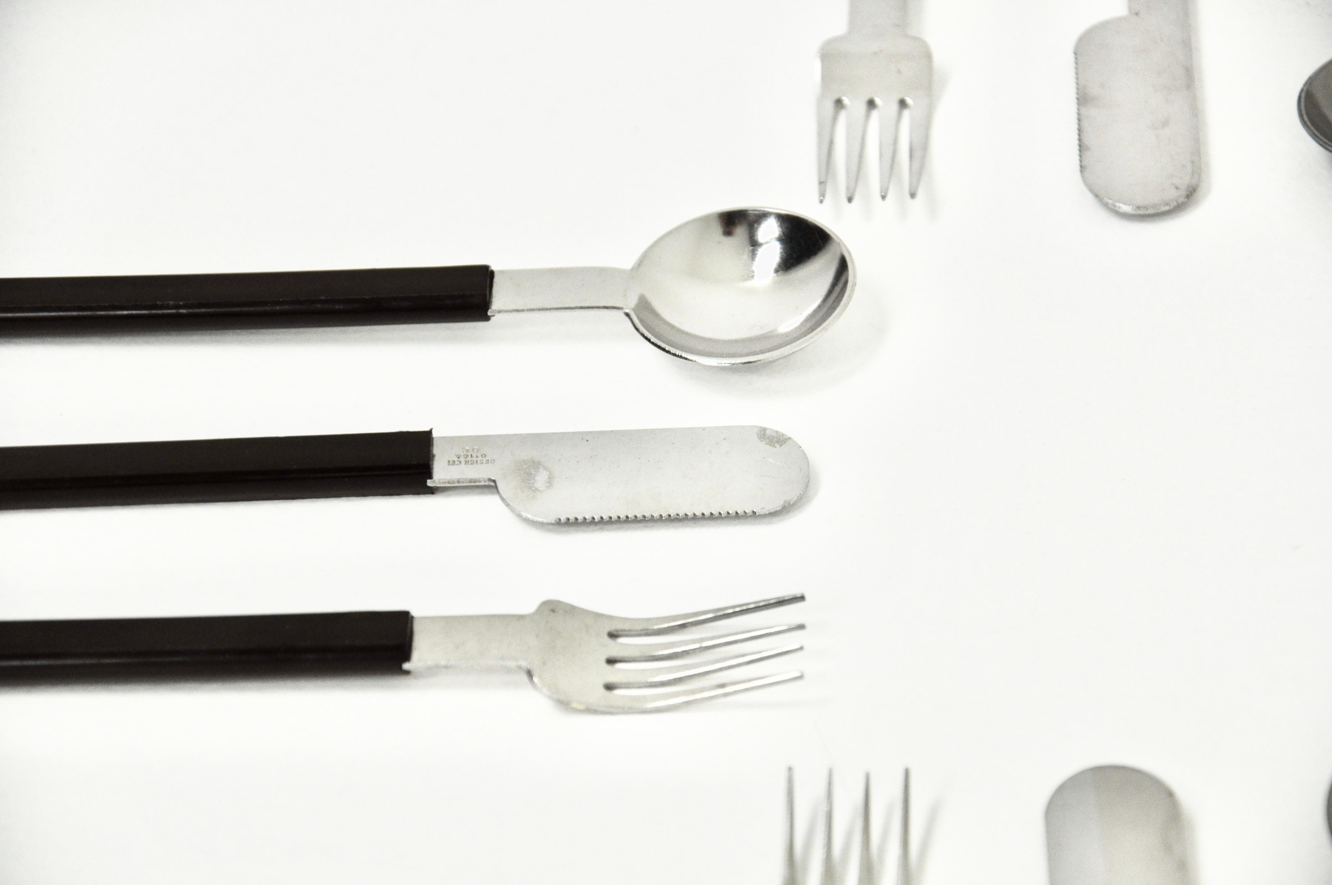 Metal Concorde cutlery set by Raymond Loewy for Air France, Set of 12 pieces For Sale