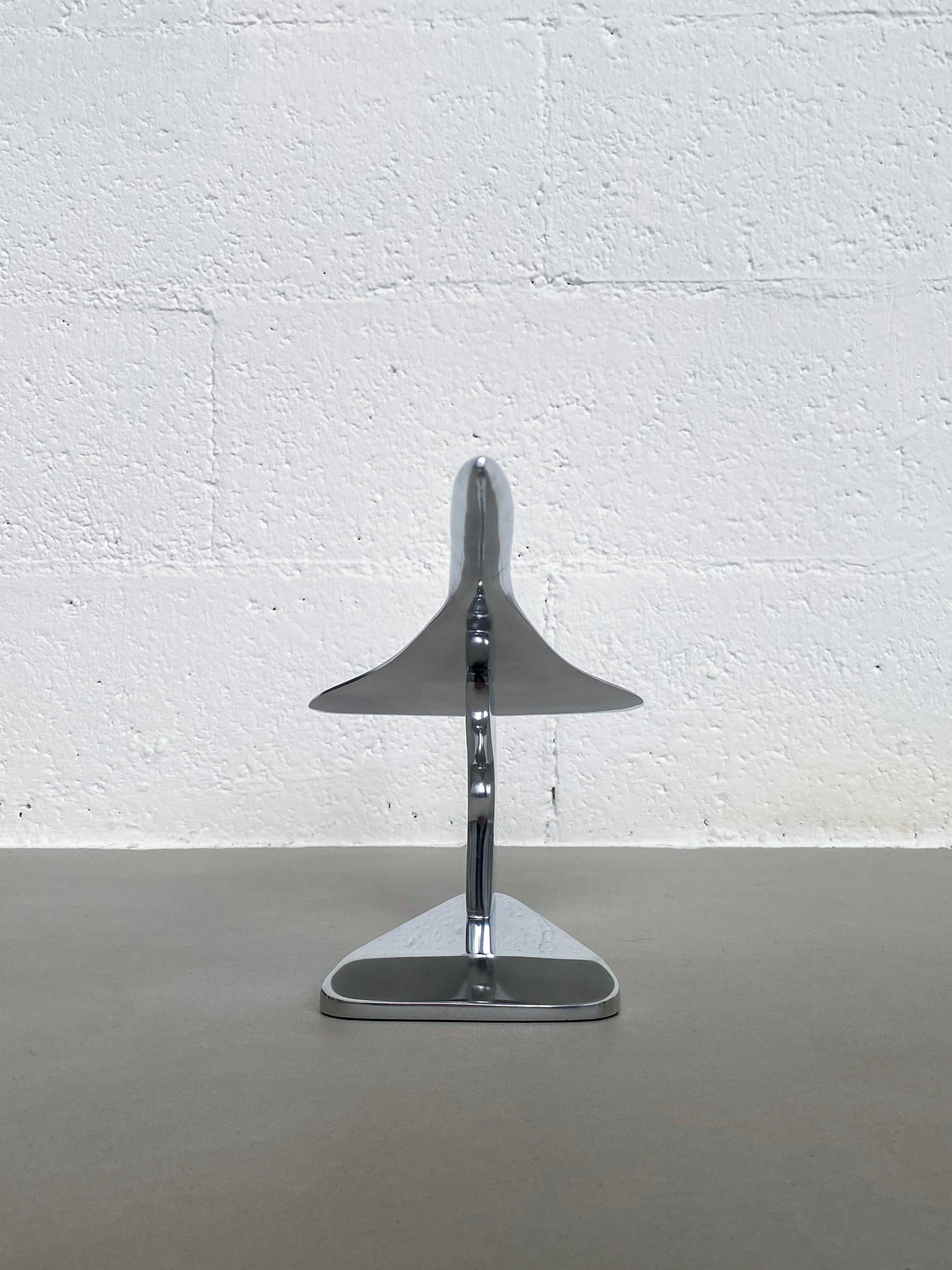 Space Age Concorde Supersonic Plane Display Mounted Sculpture in Polished Stainless Steel For Sale
