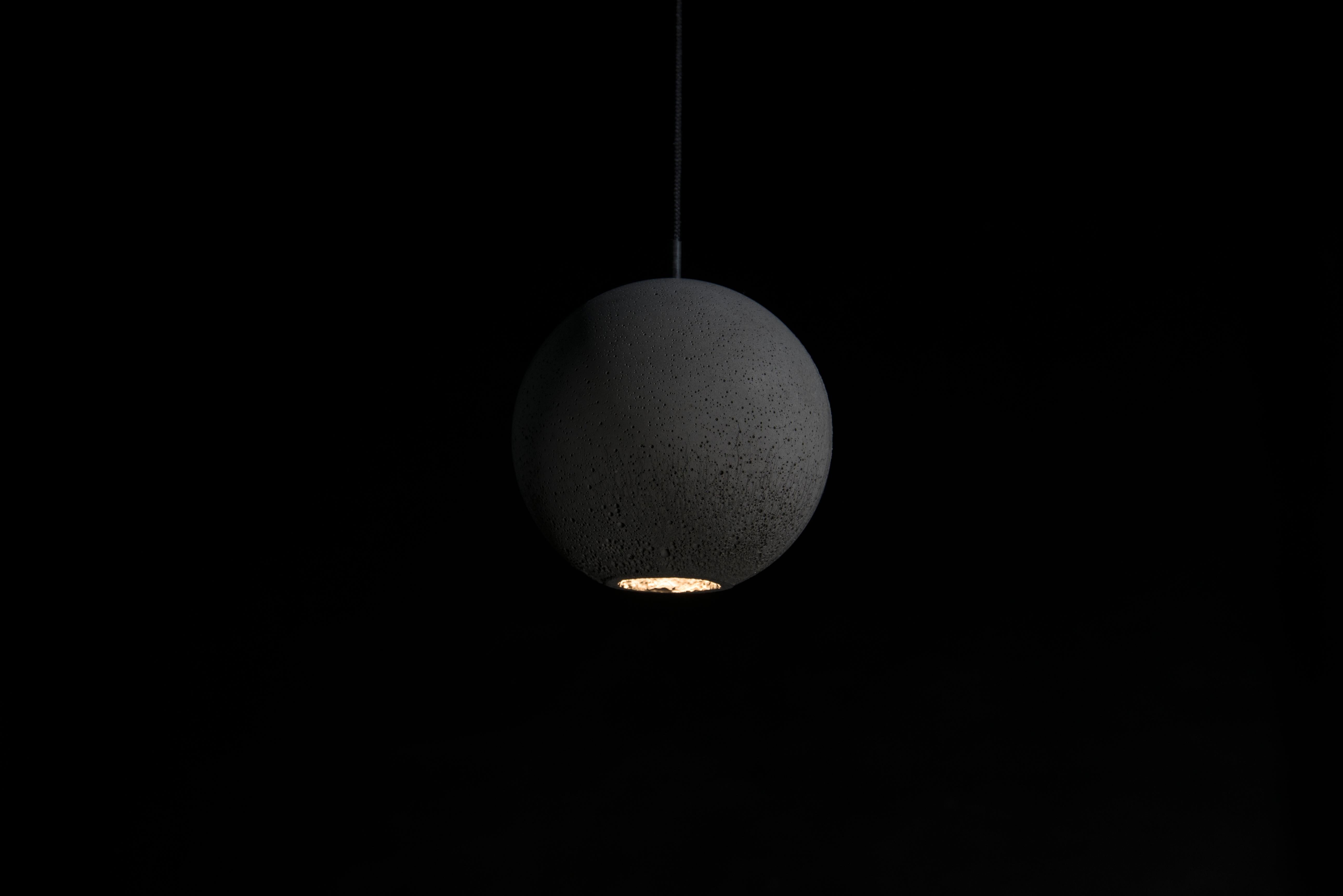 Contemporary Concrete and Aluminum Pendant Lamp, “Moon, ” S, from Concrete Collection by Bentu