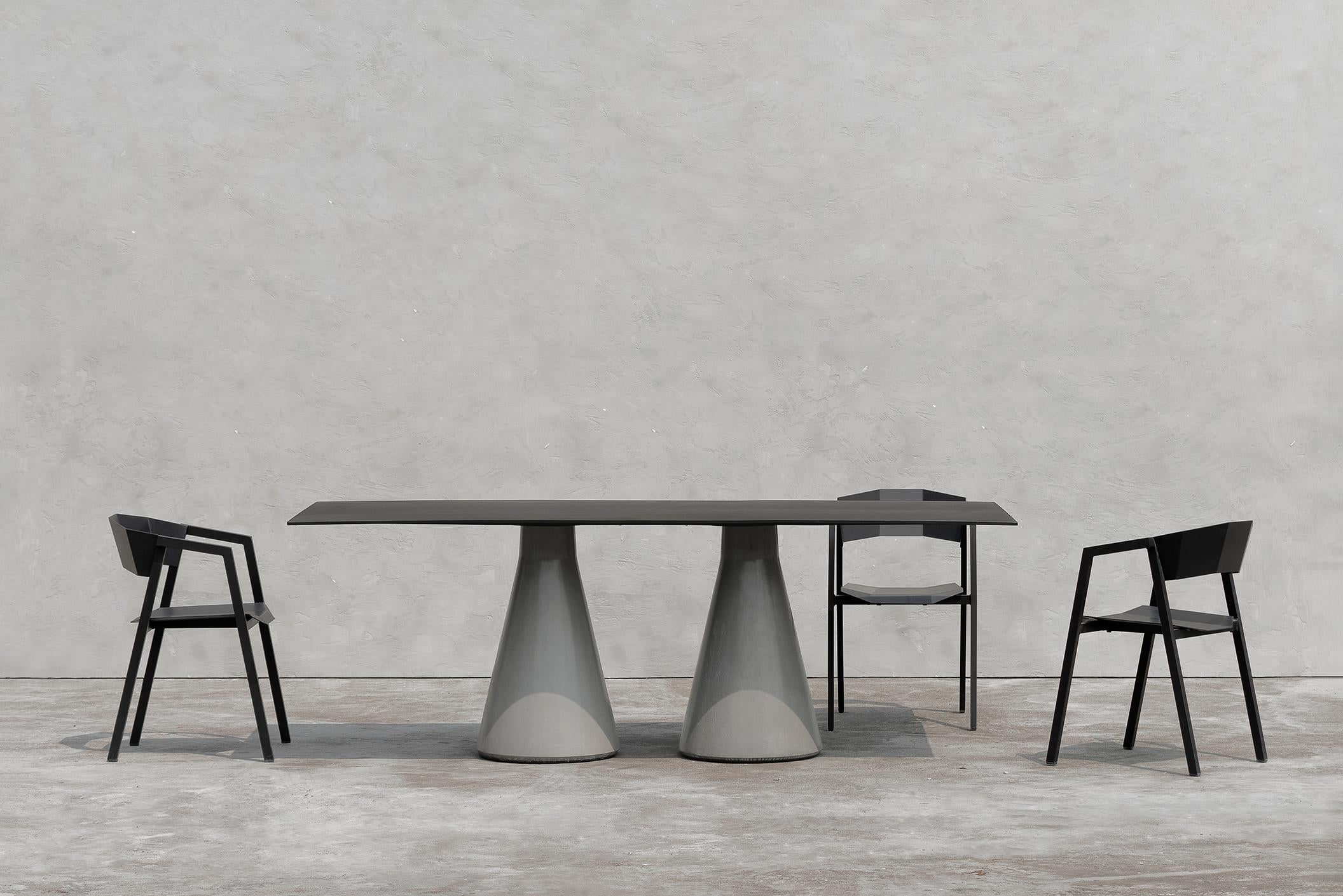 Material: Concrete, aluminum and demolition leftover concrete
Size: 2200 x 900 x H 750 mm
Weight: 175 kg
Color: Cement grey
Tabletop color: Black

About the artist/ designer:
Bentu's furniture derives its uniqueness from the simplicity of its