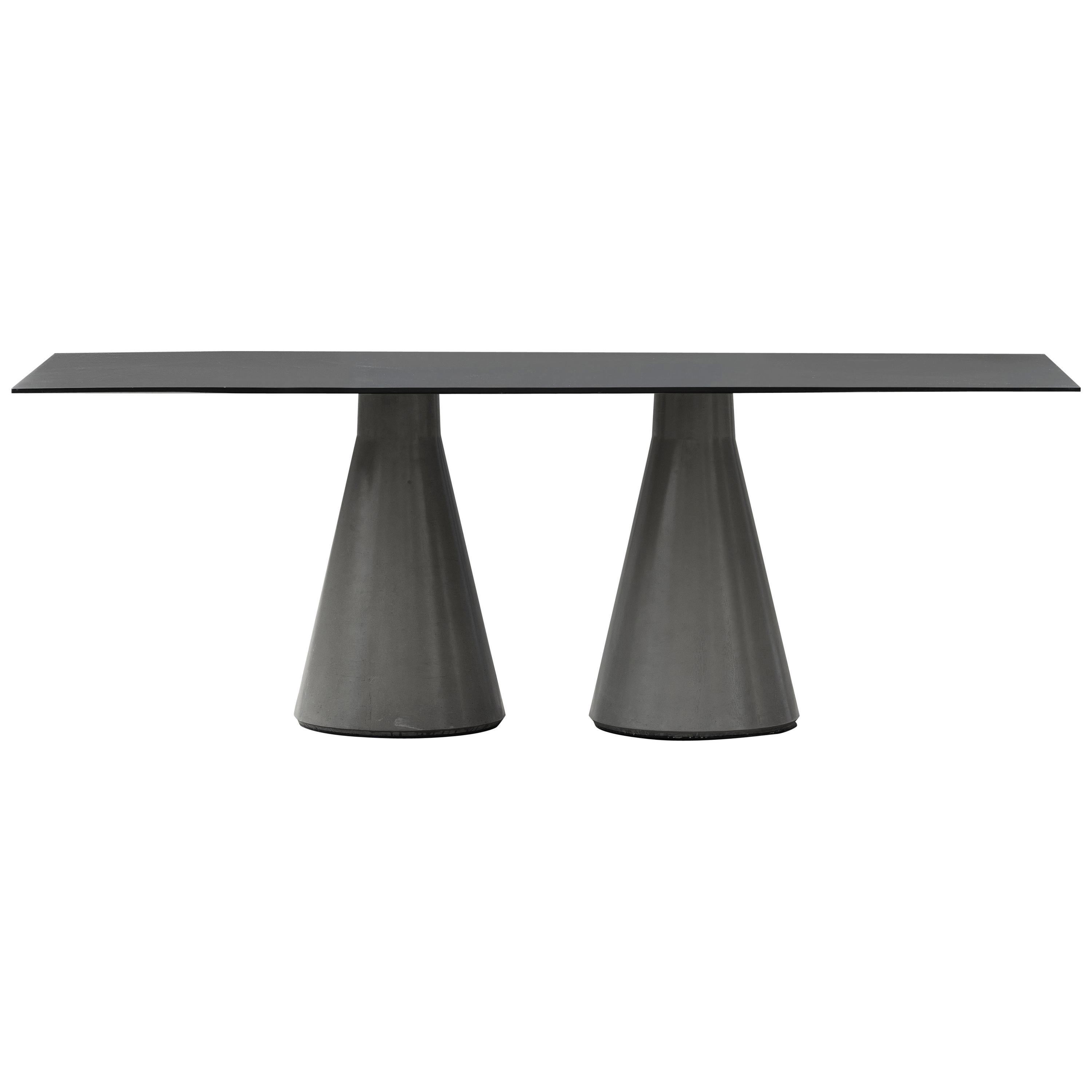 Concrete and Aluminum Table, “Ding, ” L, Outdoor, from Concrete Collection