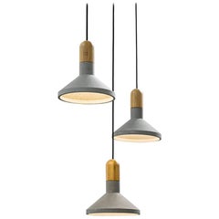 Concrete and Bamboo Ceiling Light 'Shang'