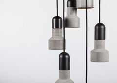 Concrete and Black Metal Ceiling Light 'Qie' 'Small Size'