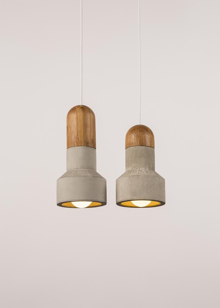 Chinese Concrete and Black Metal Ceiling Light 'Qie' 'Small Size'