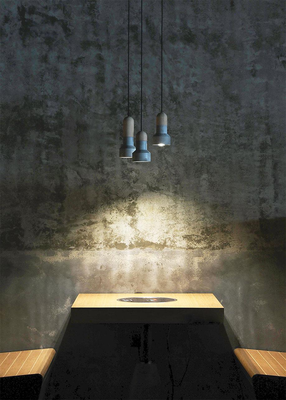 Contemporary Concrete and Black Metal Ceiling Light 'Qie' 'Small Size'