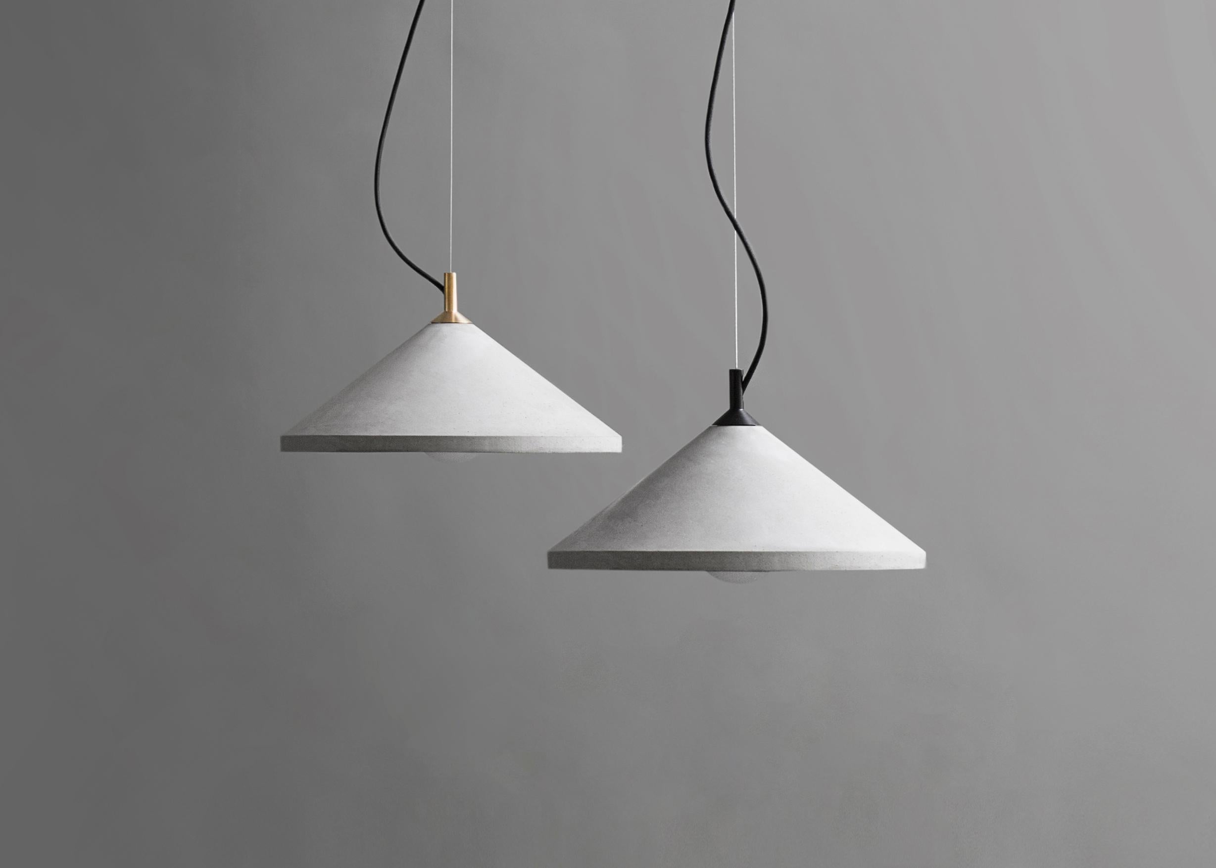 Chinese Concrete and Brass Pendant Lamp, “Ren, ” L, from Concrete Collection by Bentu