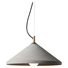 Concrete and Brass Pendant Lamp, “Ren, ” L, from Concrete Collection by Bentu