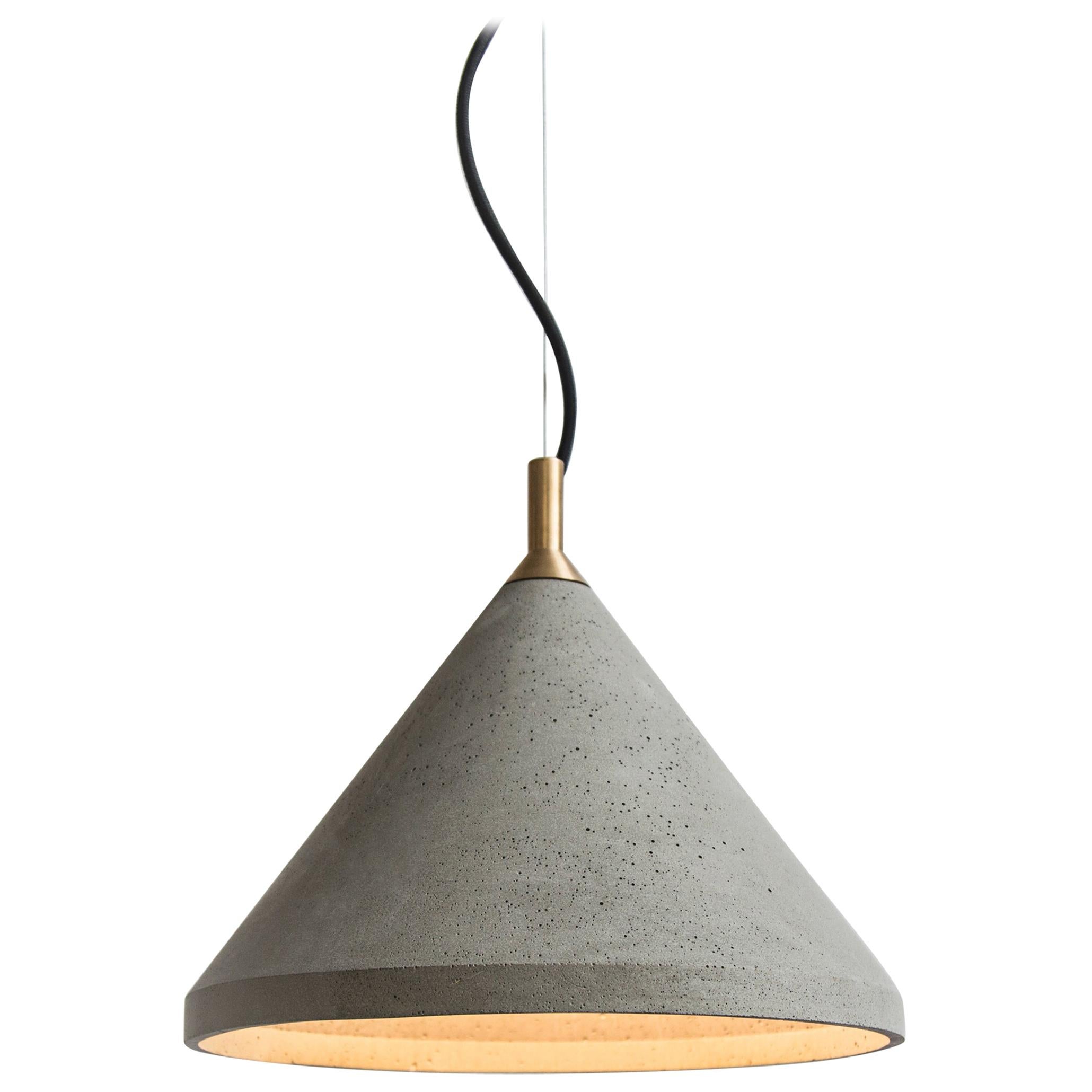 Concrete and Brass Pendant Lamp, “Ren, ” M, from Concrete Collection by Bentu