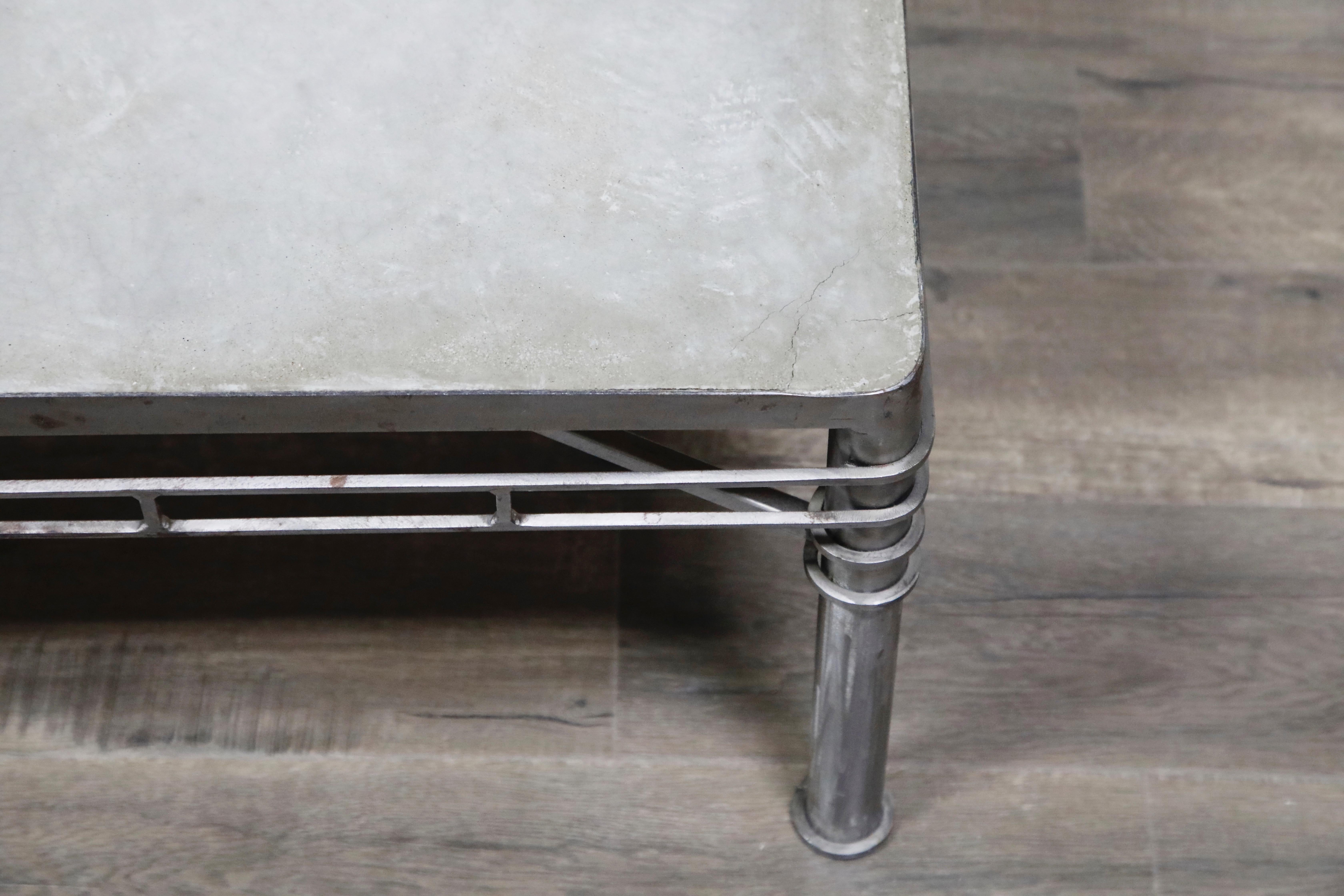 Concrete and Brushed Steel Coffee Table in the Style of Ilana Goor 7