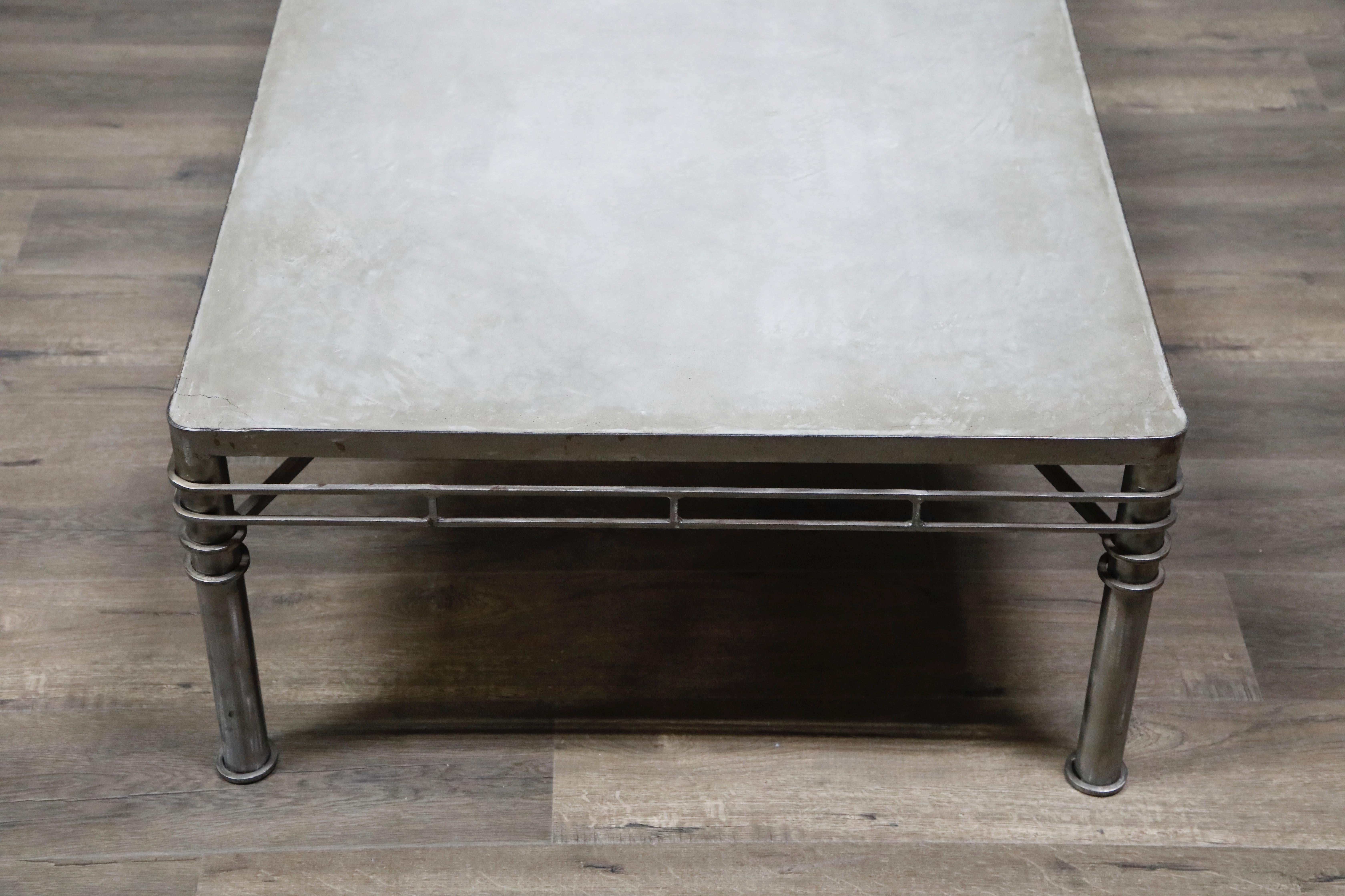 Concrete and Brushed Steel Coffee Table in the Style of Ilana Goor 12