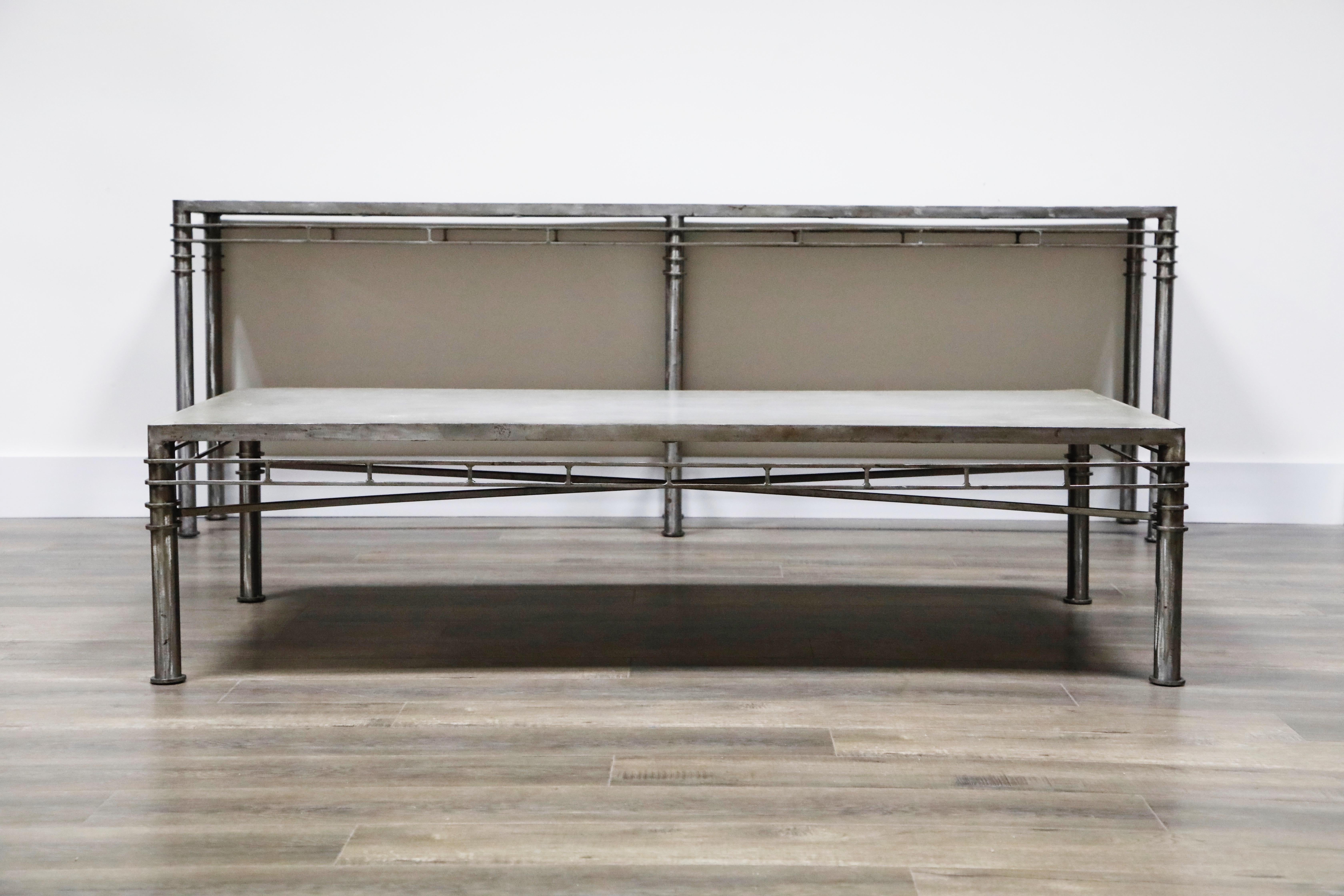 Concrete and Brushed Steel Coffee Table in the Style of Ilana Goor 13