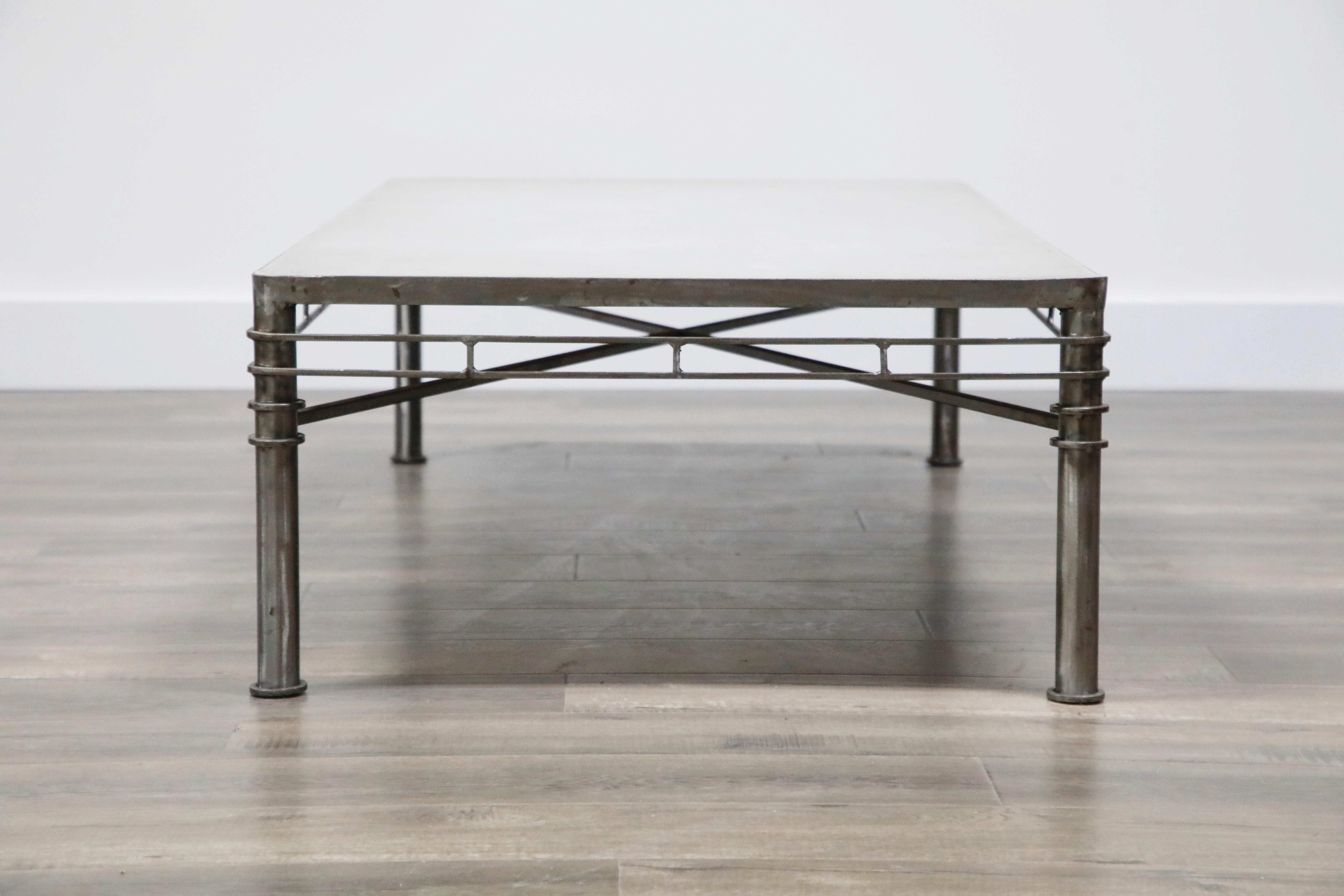 20th Century Concrete and Brushed Steel Coffee Table in the Style of Ilana Goor