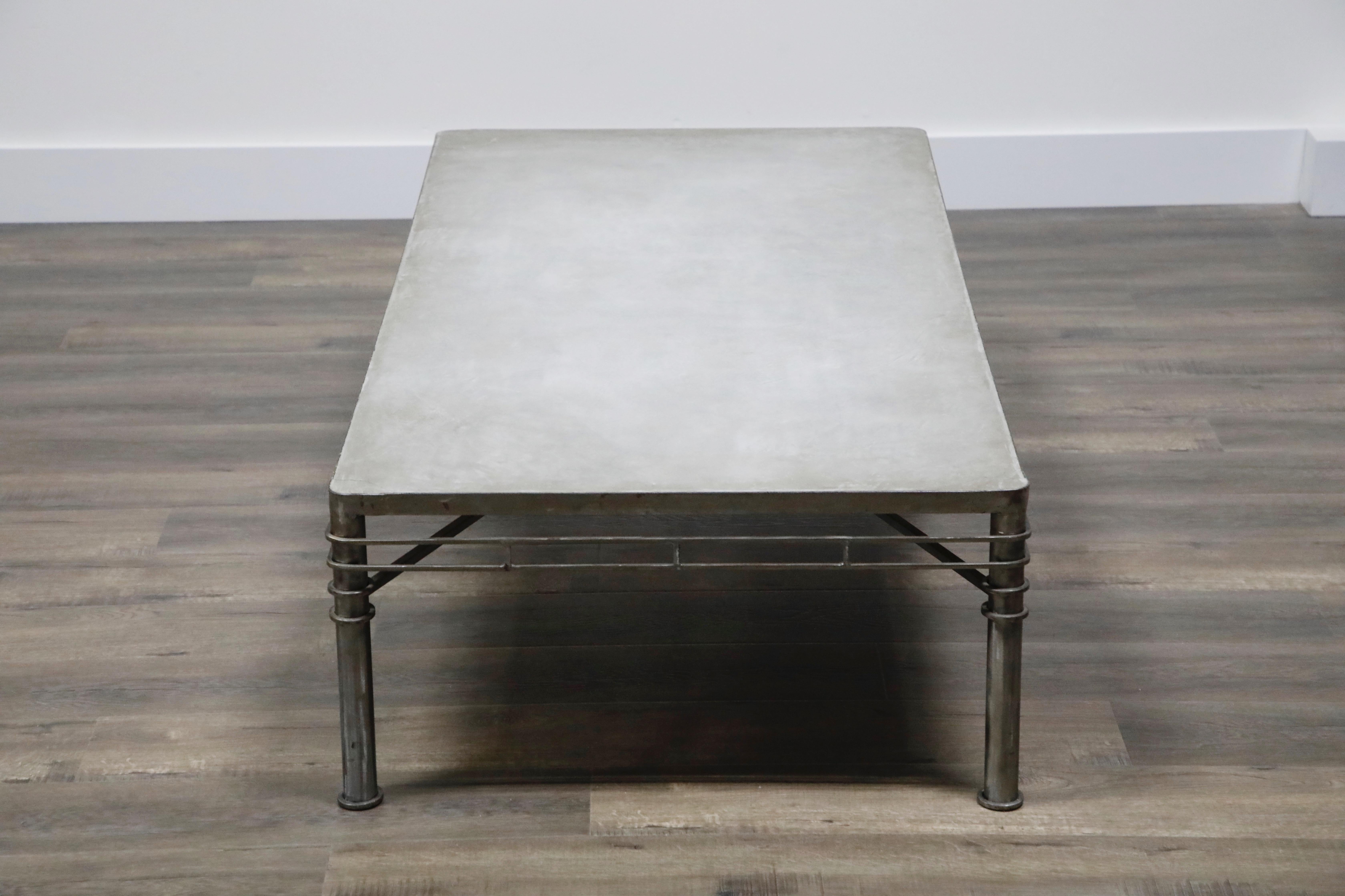 Concrete and Brushed Steel Coffee Table in the Style of Ilana Goor 1