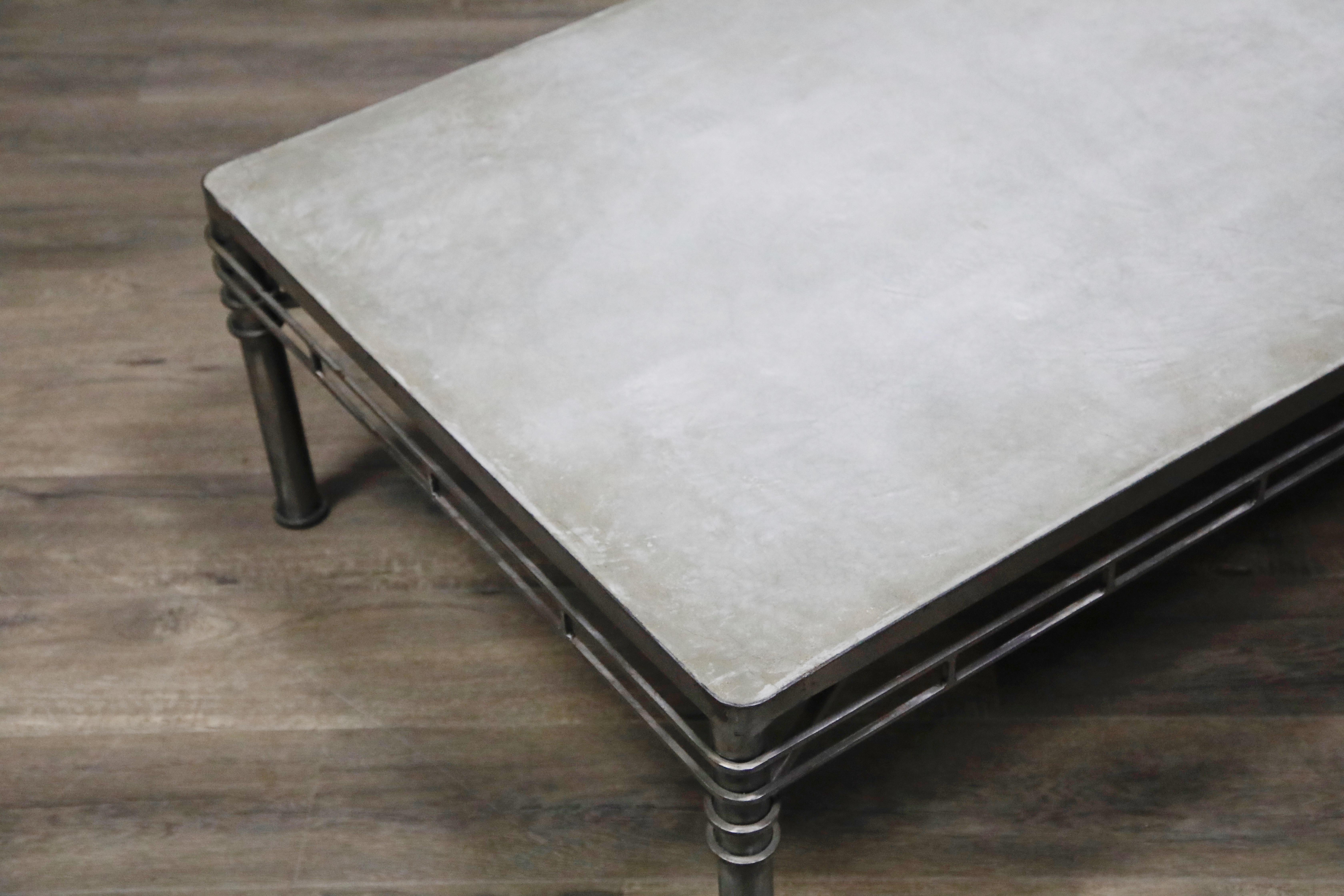 Concrete and Brushed Steel Coffee Table in the Style of Ilana Goor 2