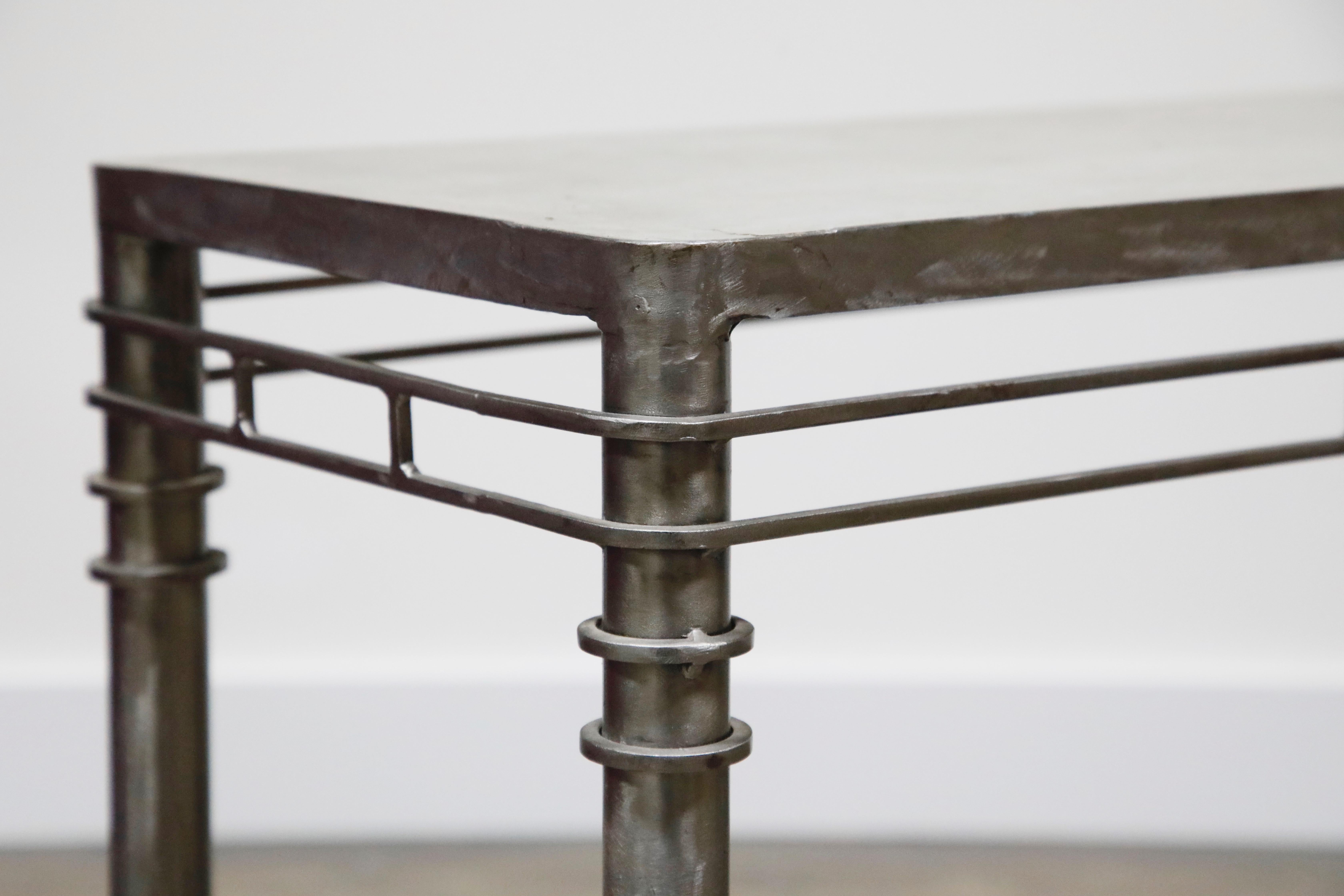 Concrete and Brushed Steel Console Table in the Style of Ilana Goor 3