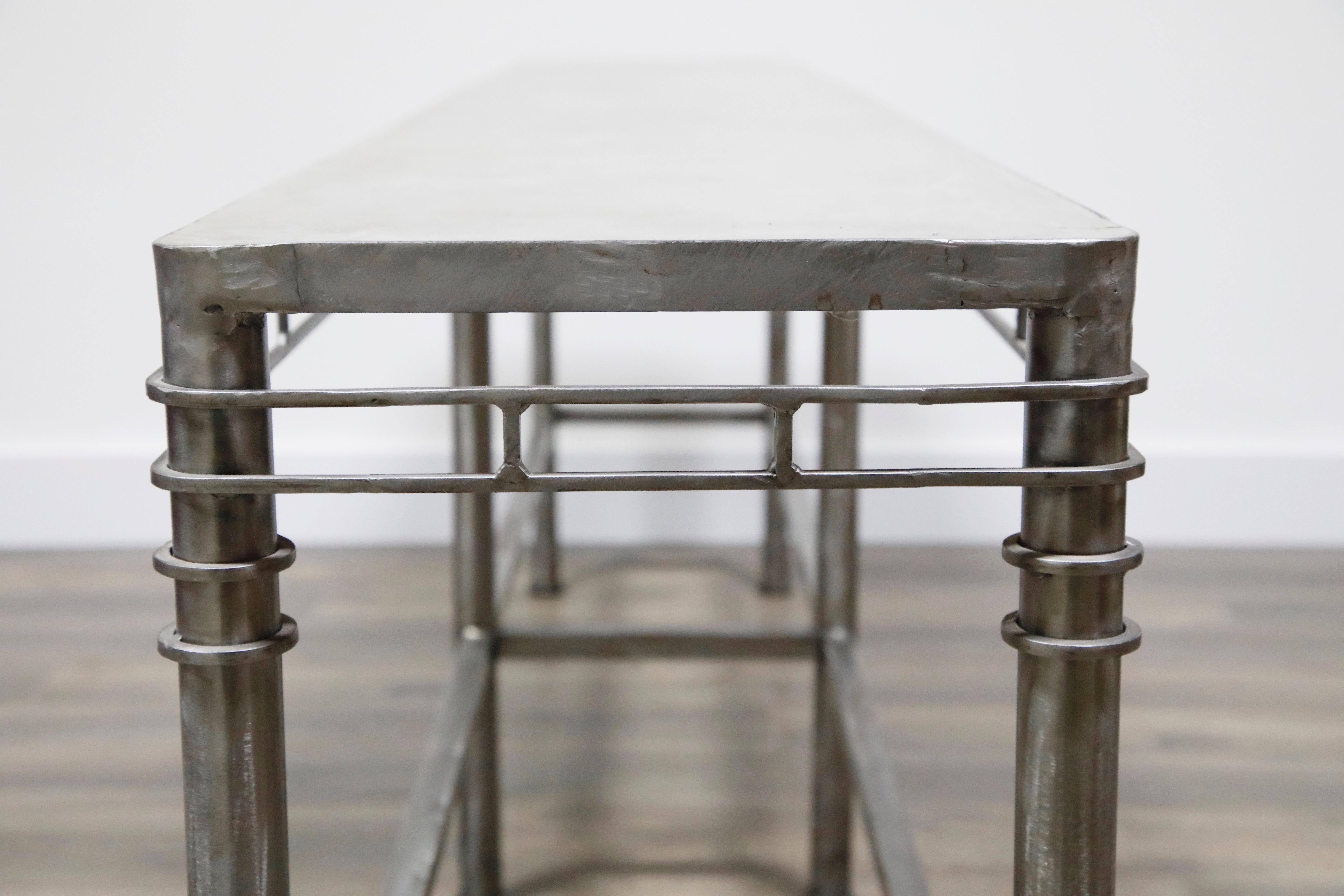 Concrete and Brushed Steel Console Table in the Style of Ilana Goor 4