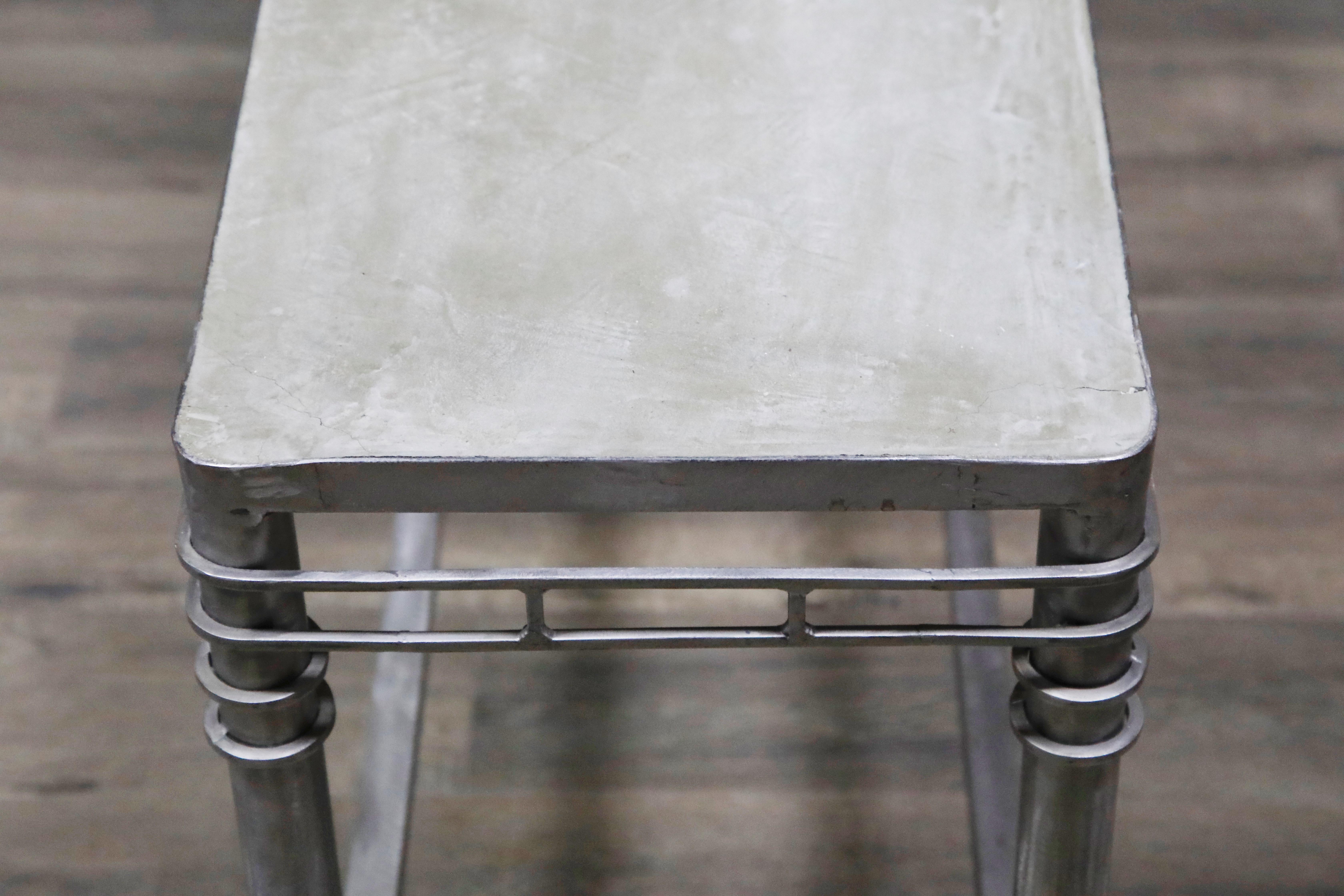 Concrete and Brushed Steel Console Table in the Style of Ilana Goor 5