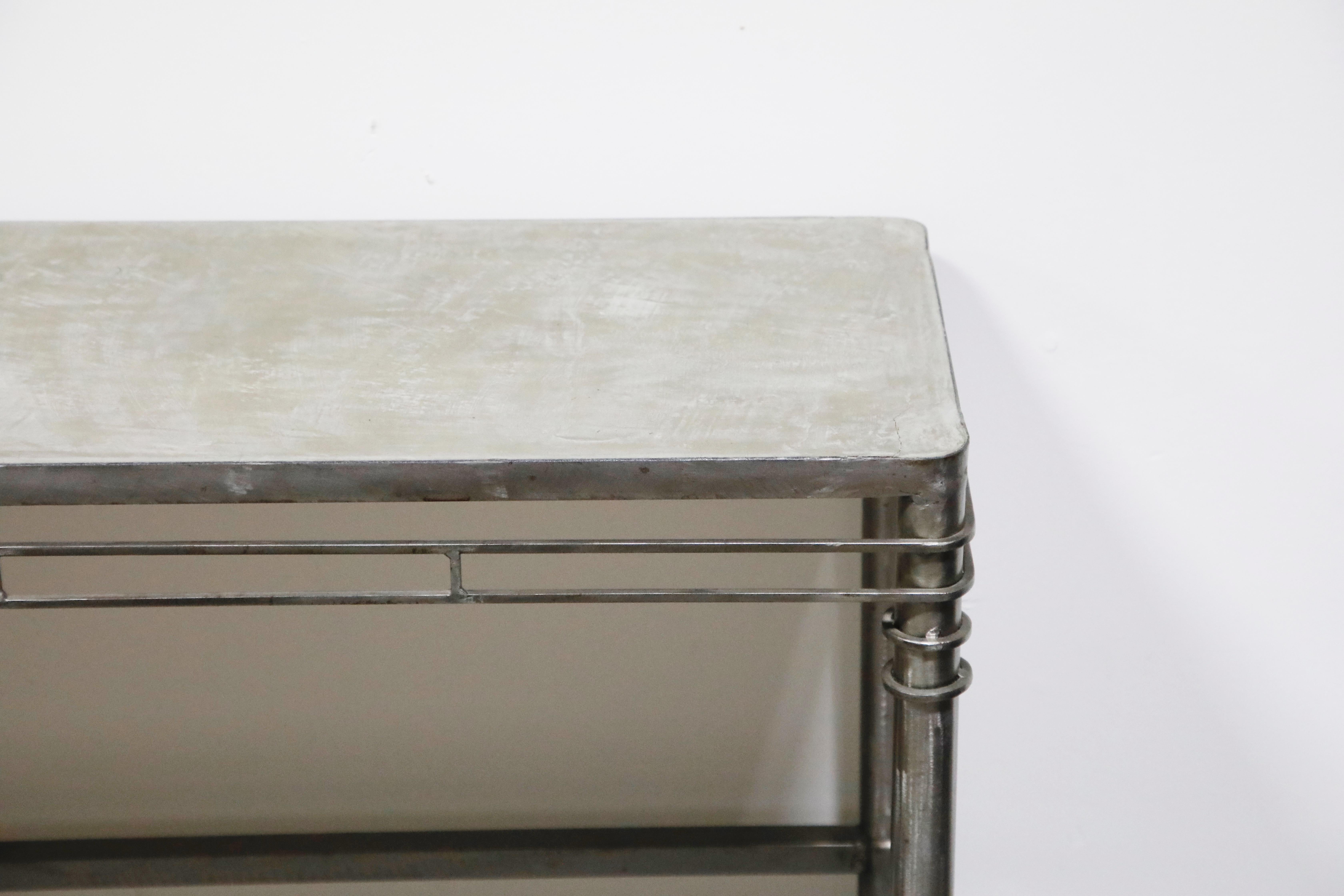 Concrete and Brushed Steel Console Table in the Style of Ilana Goor 9