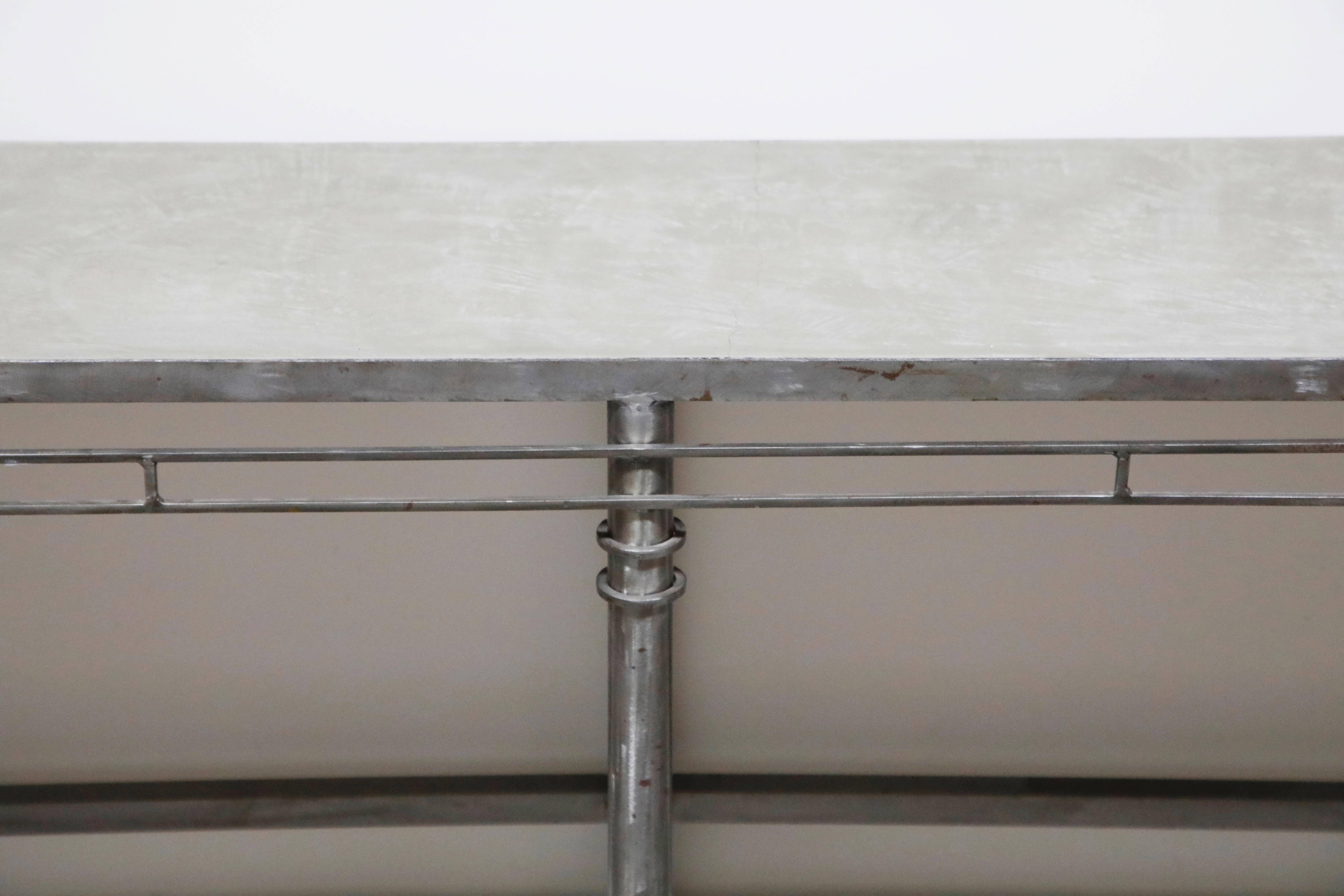Concrete and Brushed Steel Console Table in the Style of Ilana Goor 10