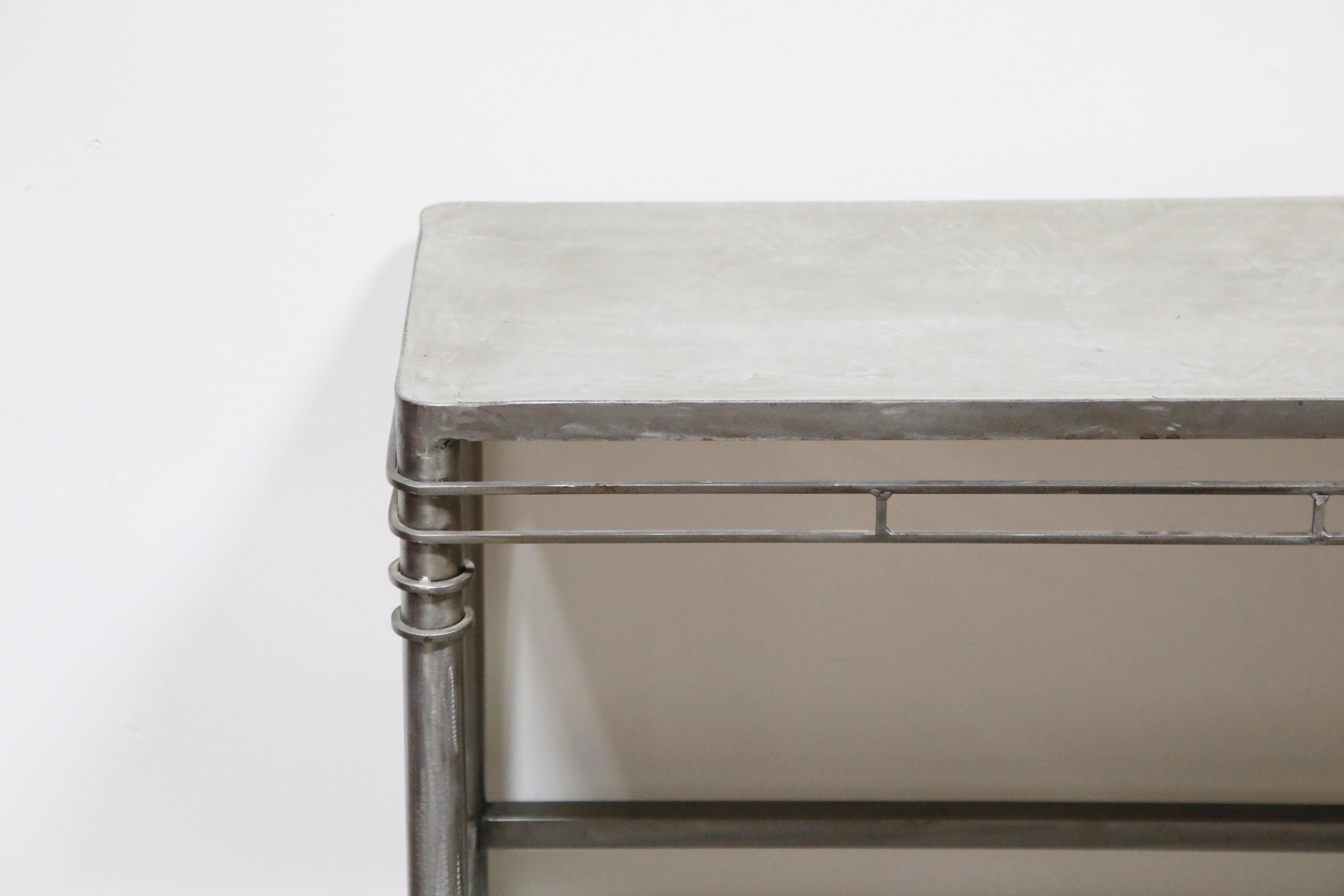Concrete and Brushed Steel Console Table in the Style of Ilana Goor 11
